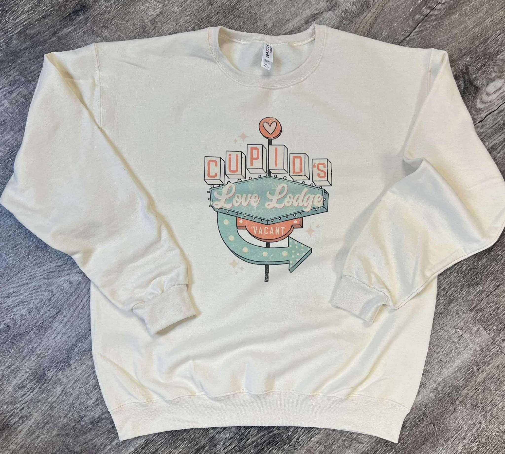 Cupid's Love Lodge On Cream Sweatshirt T-Shirts, Hoodie | PodTeesHub.com