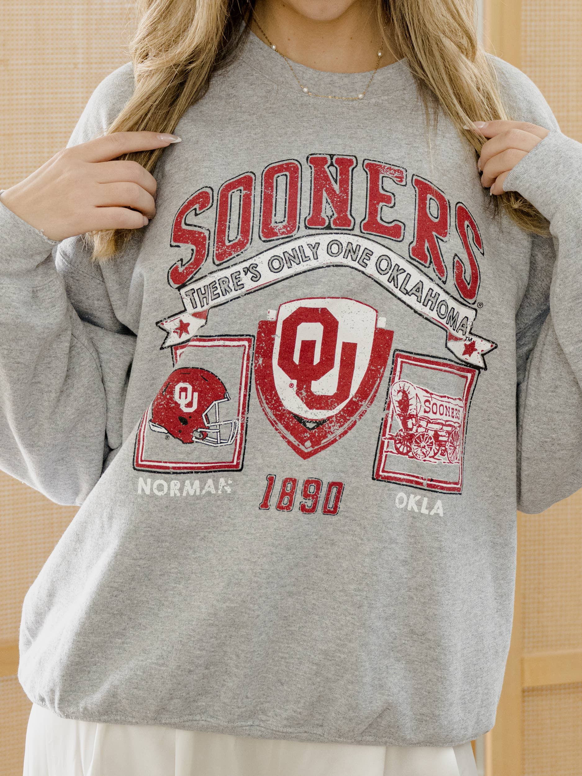 Ou Oklahoma Sooners Prep Patch Gray Thrifted Sweatshirt T-Shirts, Hoodie | PodTeesHub.com