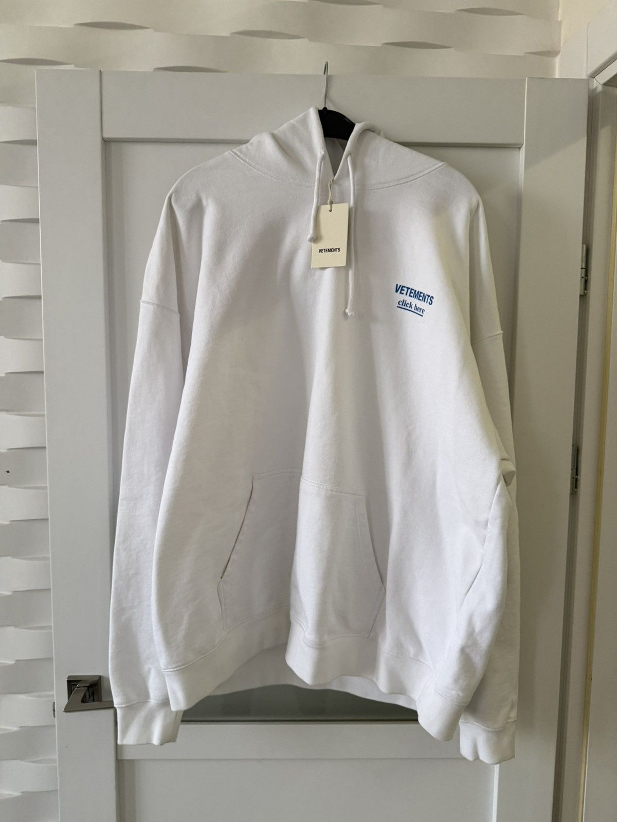 Vetements Click Here Hoodie White T-Shirts, Sweatshirt | PodTeesHub.com