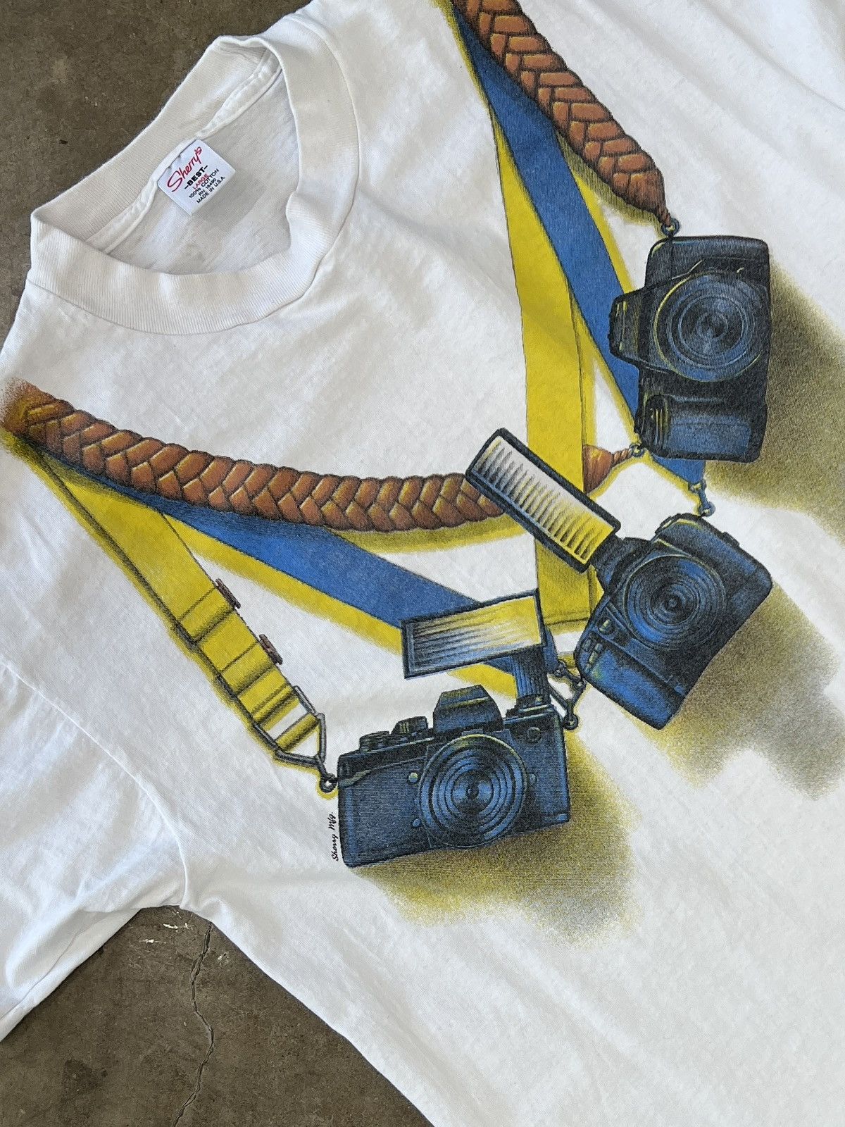 Vintage 90s Camera Photography Sherrys Tee Large Hoodie, Sweatshirt | PodTeesHub.com