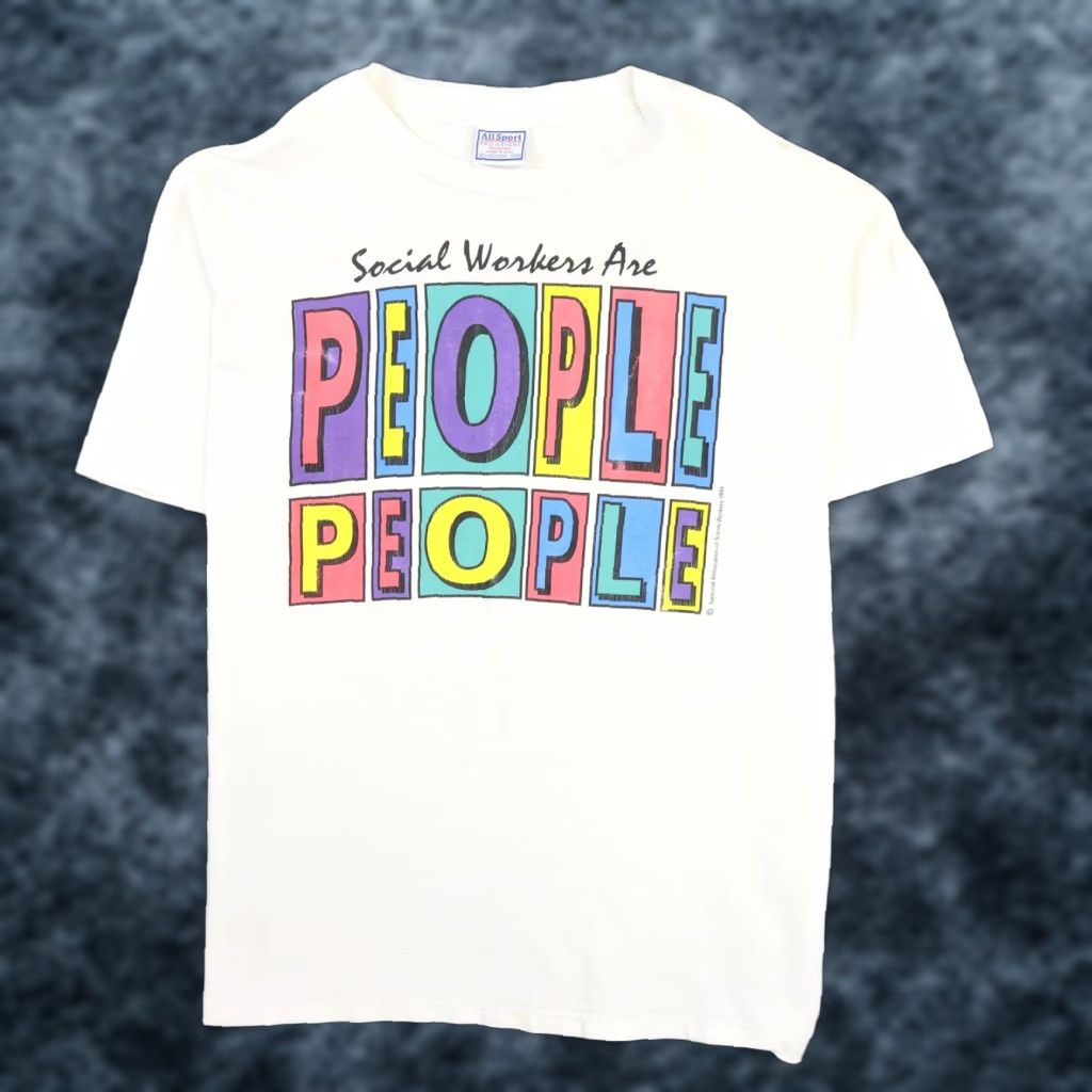 Vintage All Sport T Shirt Men Xl 90s 1994 White Social Workers People Graphic Cotton Summer Hoodie, Sweatshirt