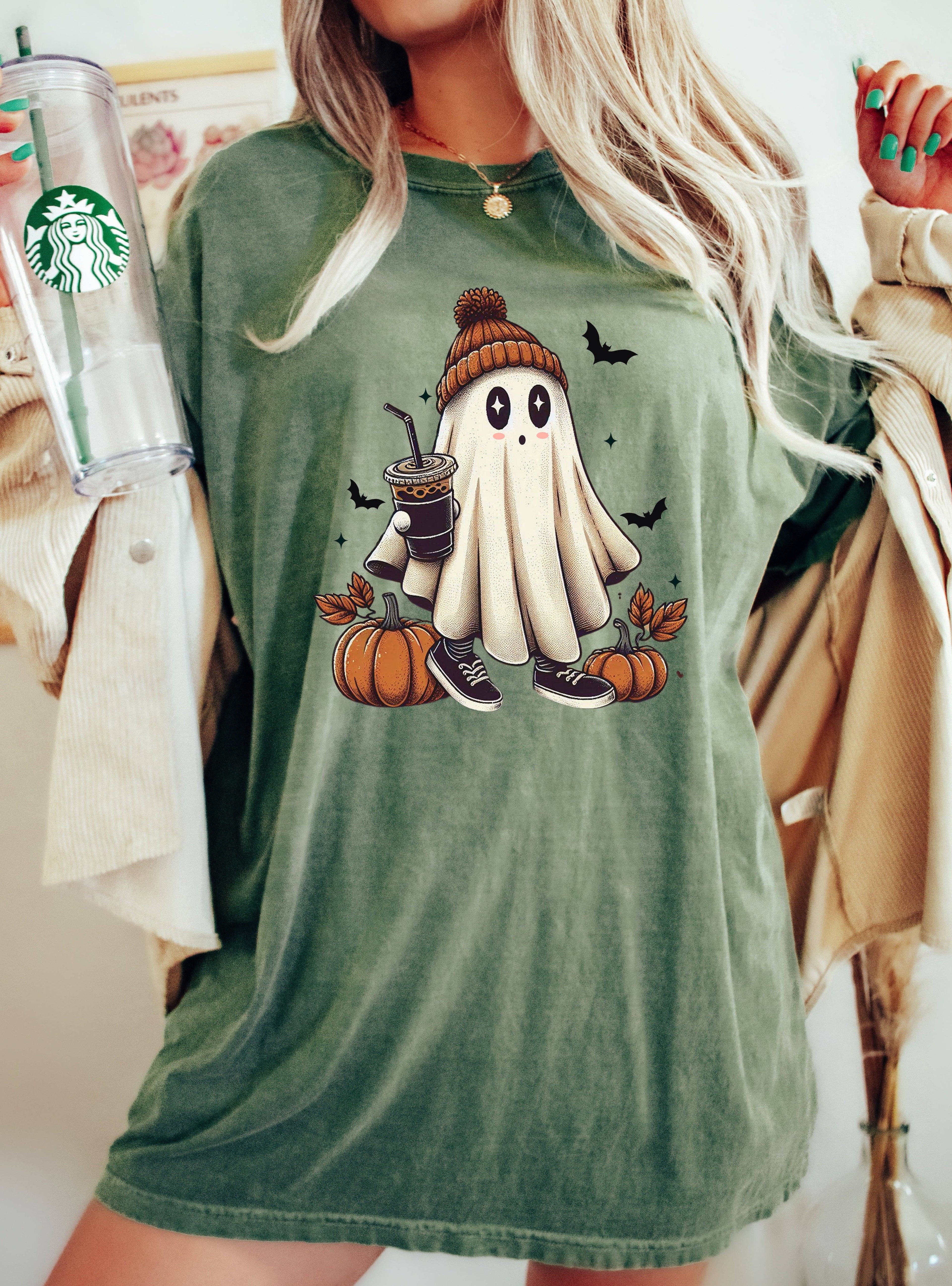 Coffee Lover, Ghost Vintage, Western, Halloween Tshirt Hoodie, Sweatshirt | PodTeesHub.com