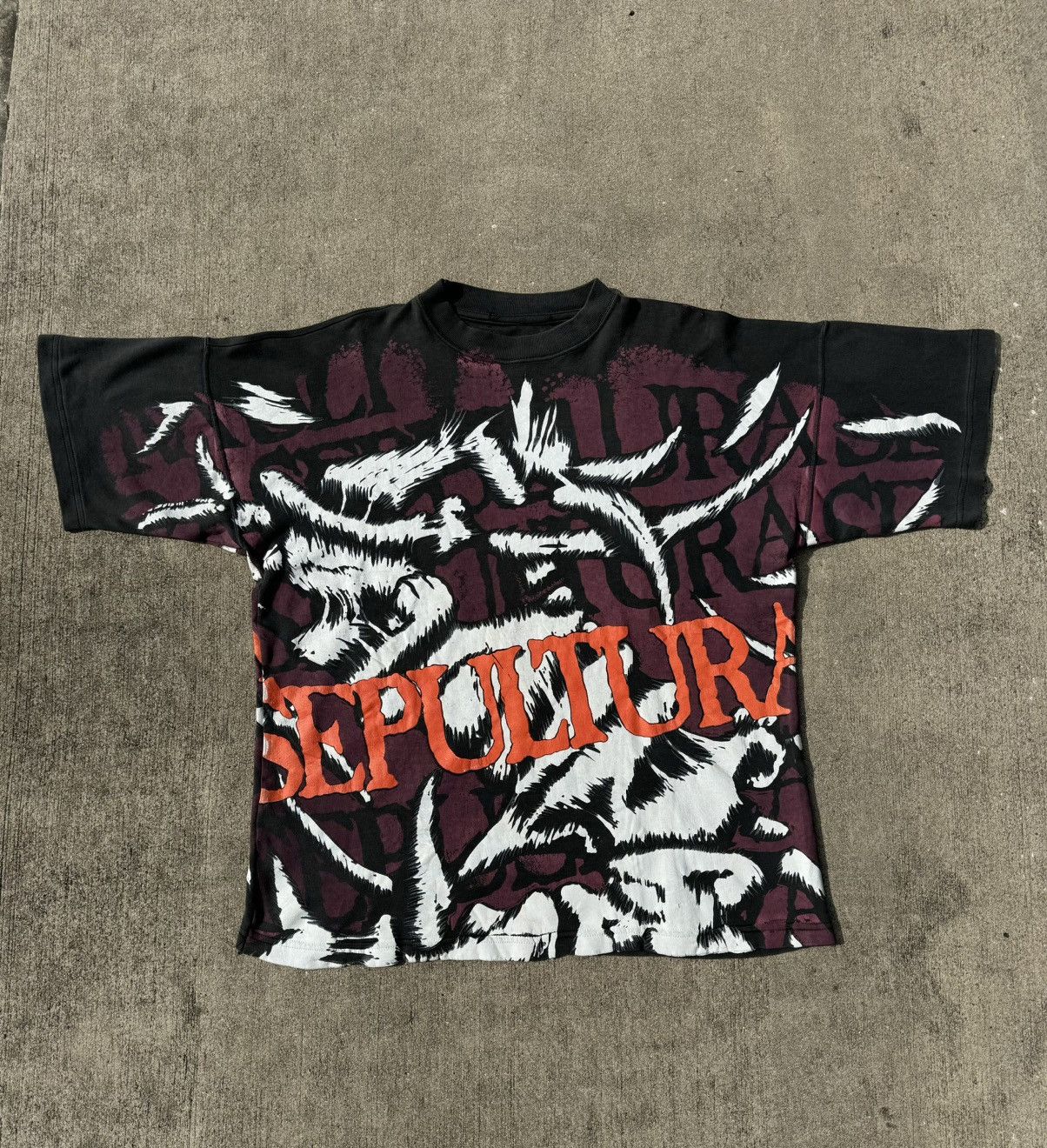 Vintage 1992 Sepultura Aop Fader Grail All Over Print Grunge T-Shirts, Hoodie, Sweatshirt | PodTeesHub.com