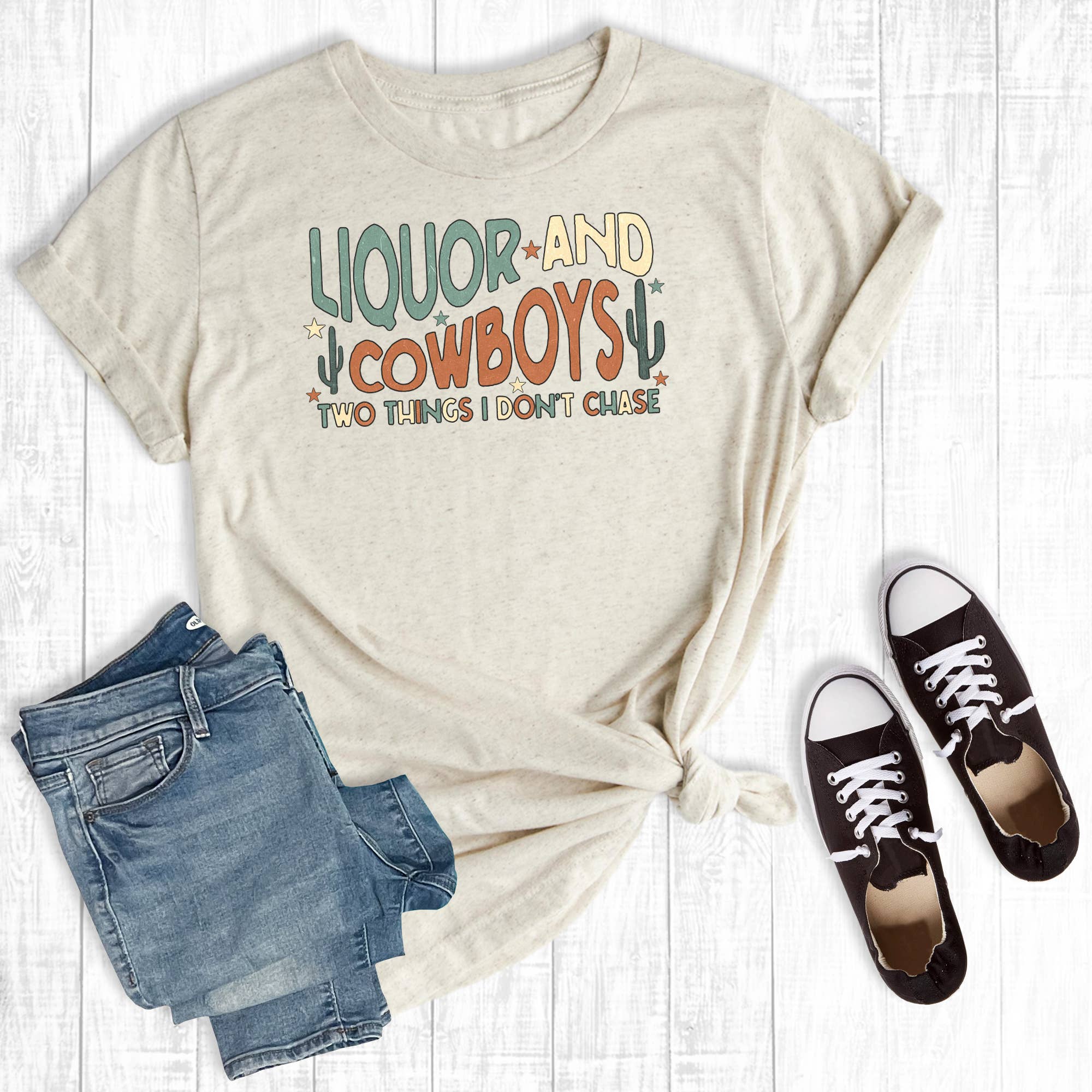 Liquor and Cowboys Two Things I Don't Chase Graphic Tee Hoodie, Sweatshirt | PodTeesHub.com