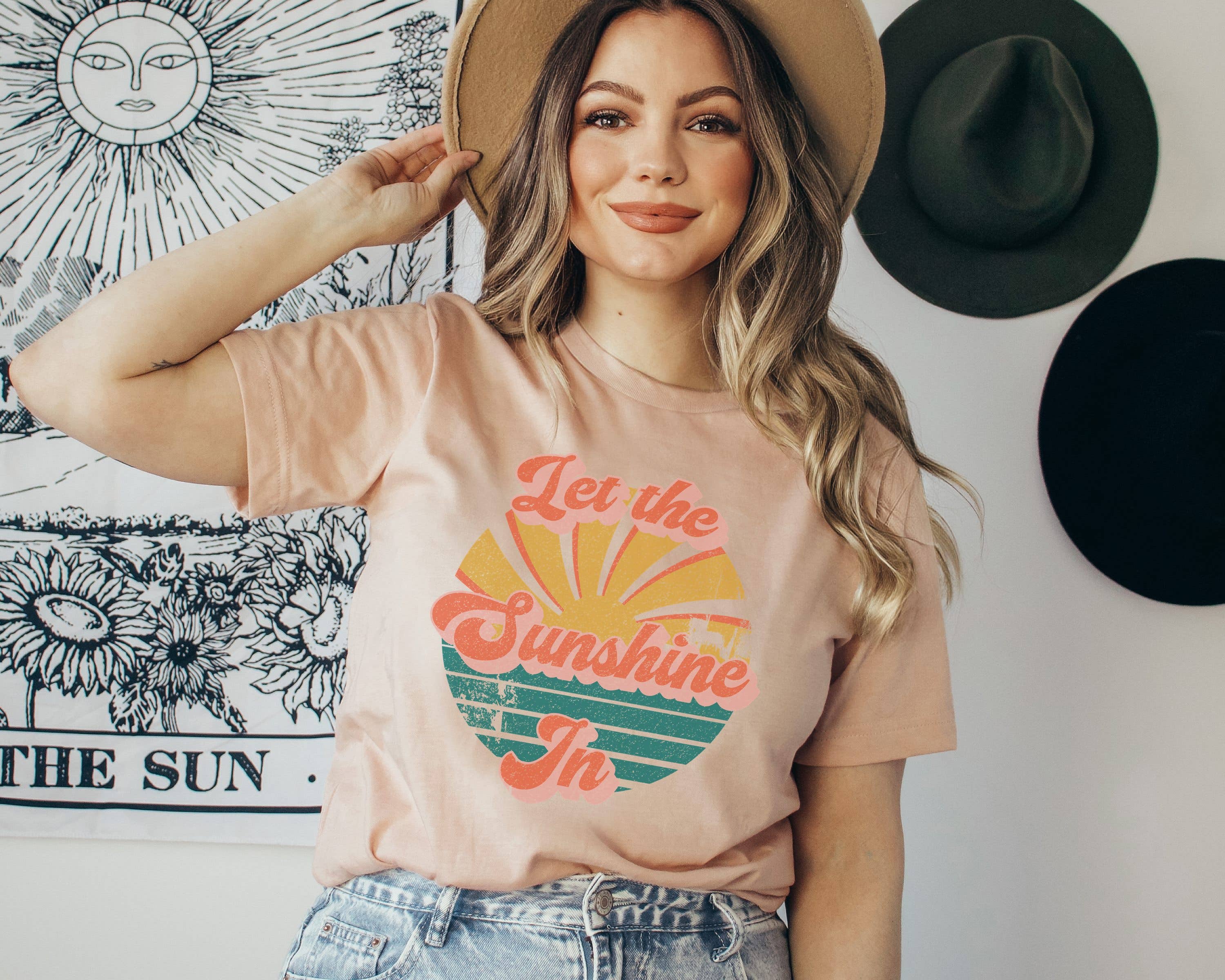 Let the Sunshine in Retro Tee | Beachy Vibes Tee Hoodie, Sweatshirt | PodTeesHub.com