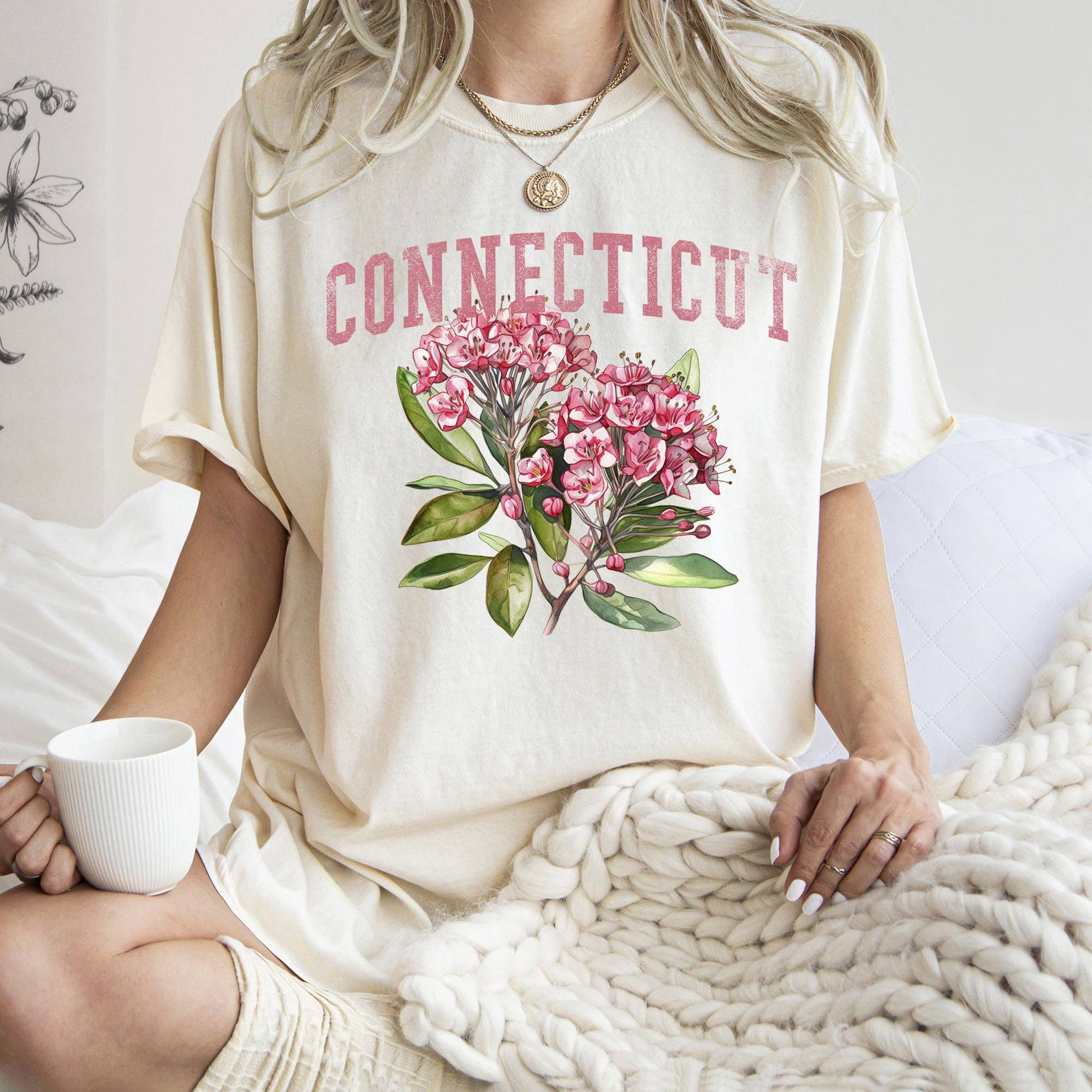 Connecticut State Flower T-Shirt Hoodie, Sweatshirt | PodTeesHub.com