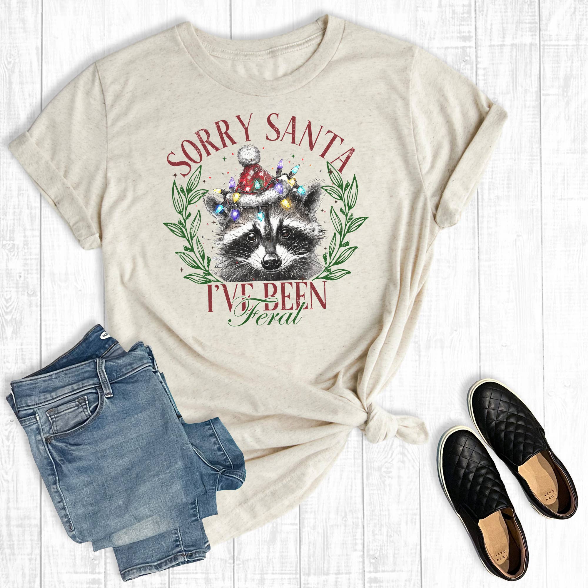 Christmas Sorry Santa I've Been Feral Graphic Tee Hoodie, Sweatshirt | PodTeesHub.com