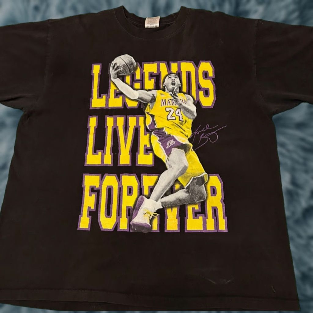 Vintage 90s Y2k Kobe Bryant Lakers Legends Live Forever Vtg Shirt Mens Xxl Black Short Sleev Hoodie, Sweatshirt