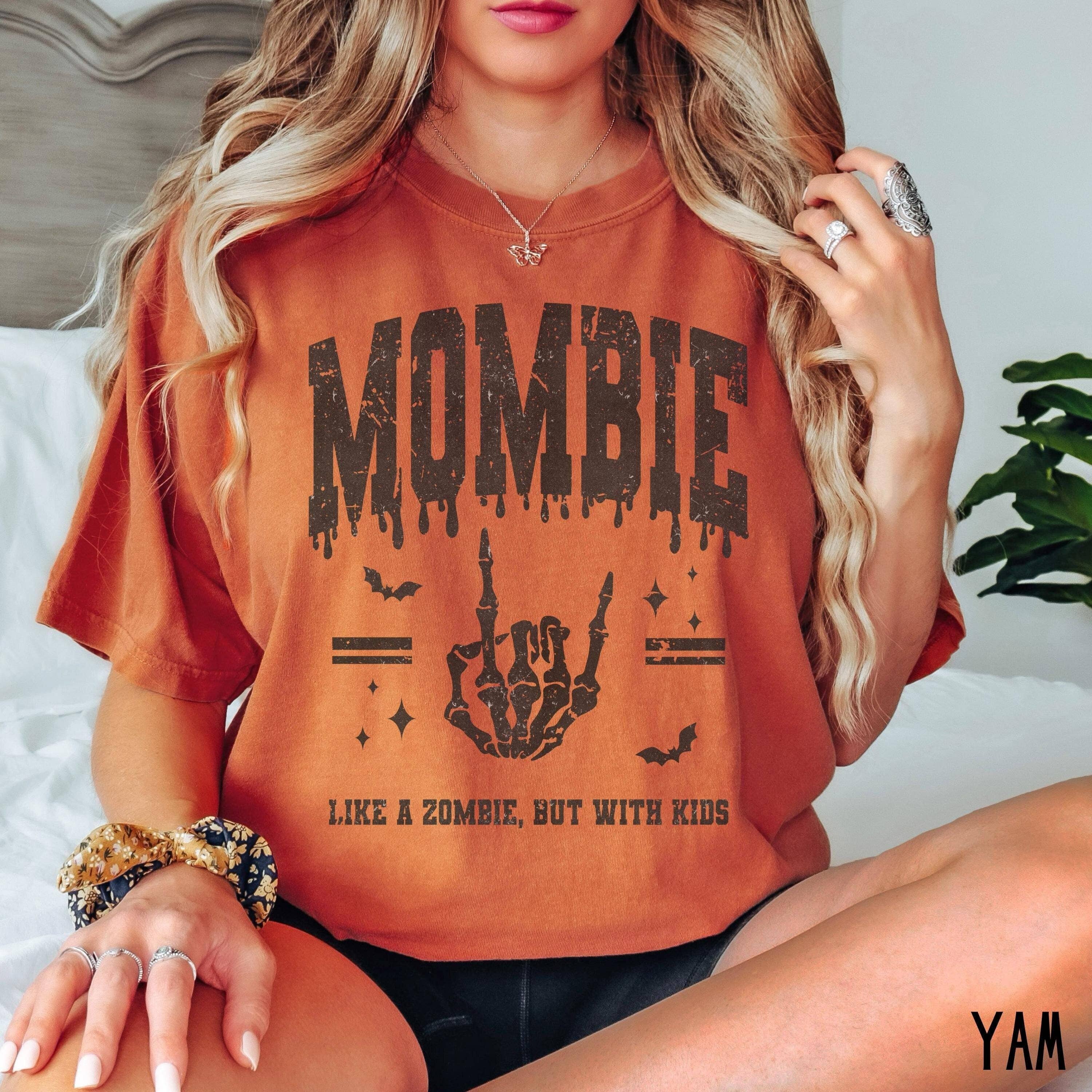 Mombie Halloween Mama Tee Retro Fall Shirt Hoodie, Sweatshirt | PodTeesHub.com