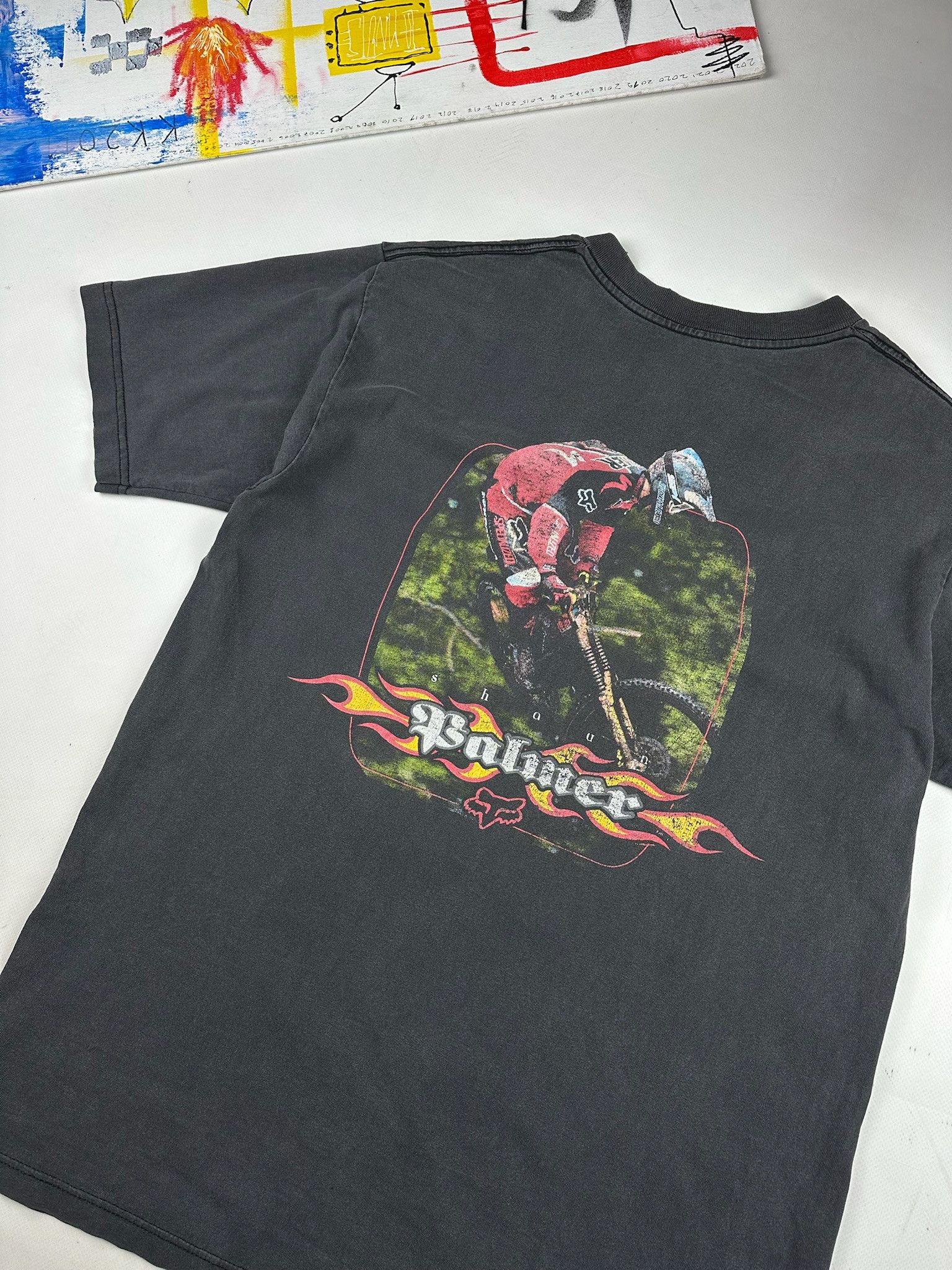 Fox Racing Palmer Flames Fox Type Faded Tee Motocross Jersey Hoodie, Sweatshirt | PodTeesHub.com