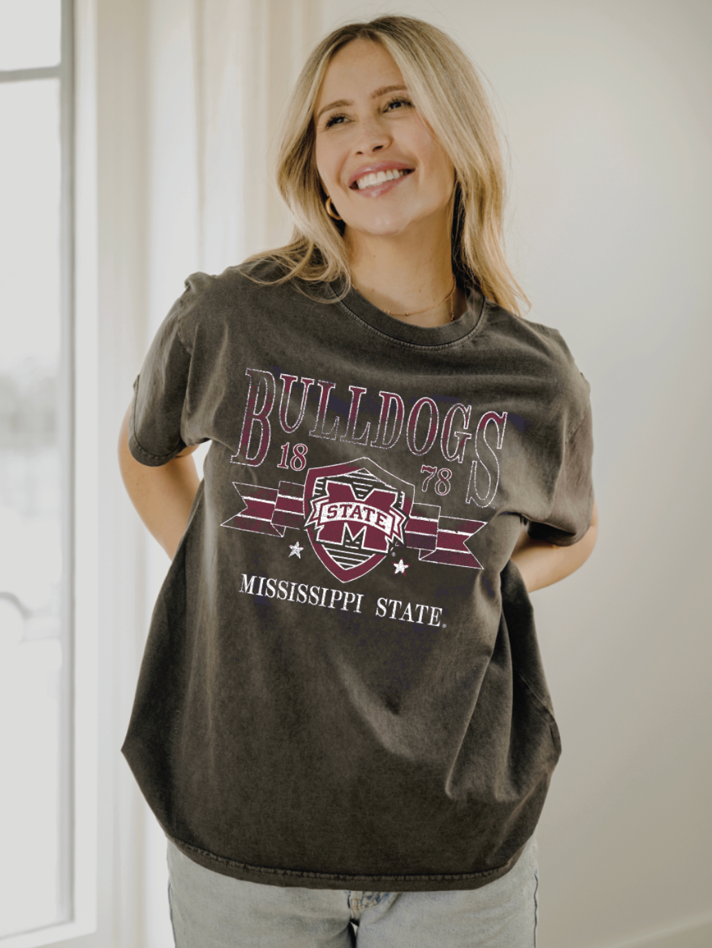 Mississippi State Bulldogs Pep Rally Black Thrifted Tee Hoodie, Sweatshirt | PodTeesHub.com