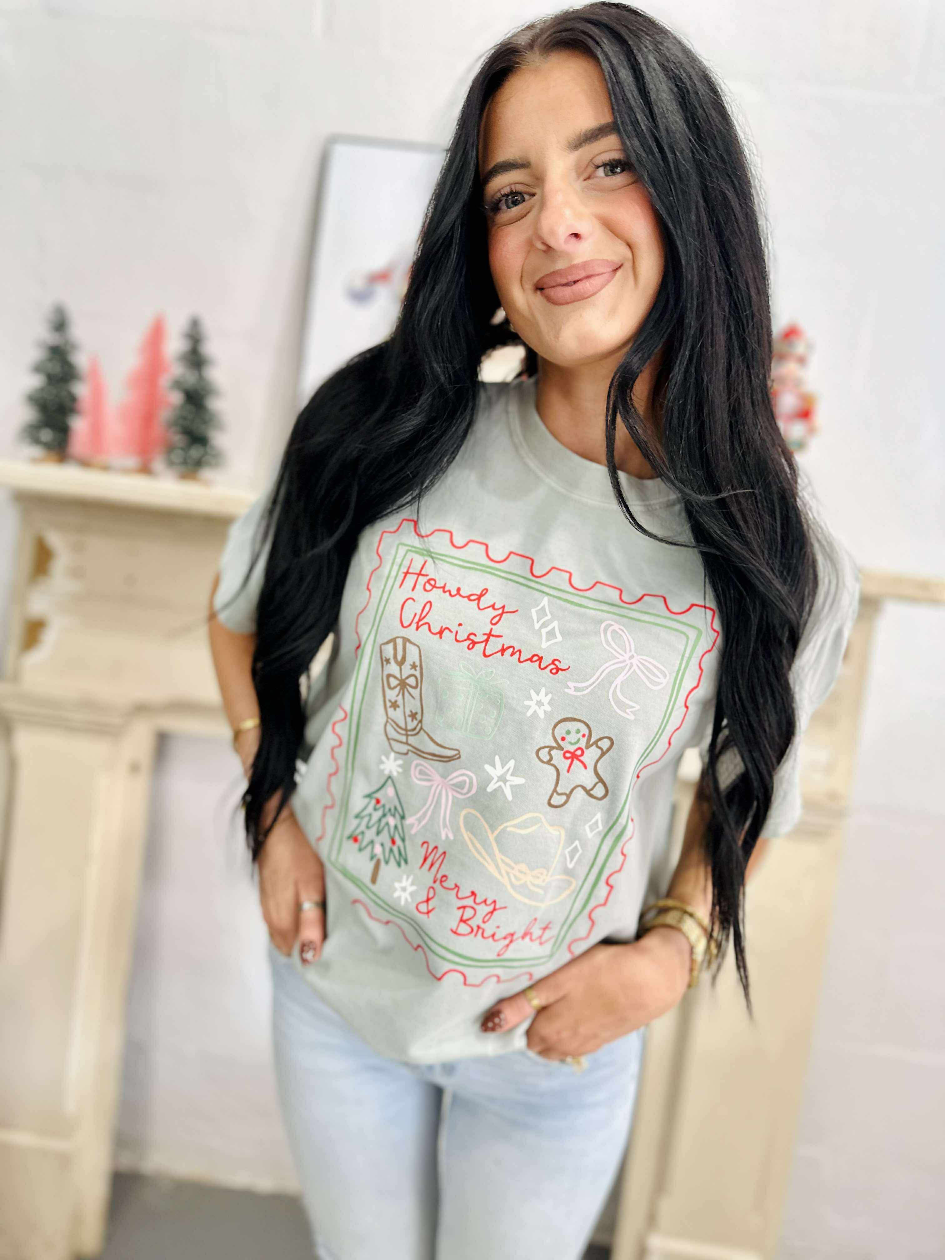 Country Western Christmas Stamp Graphic Tee Hoodie, Sweatshirt | PodTeesHub.com