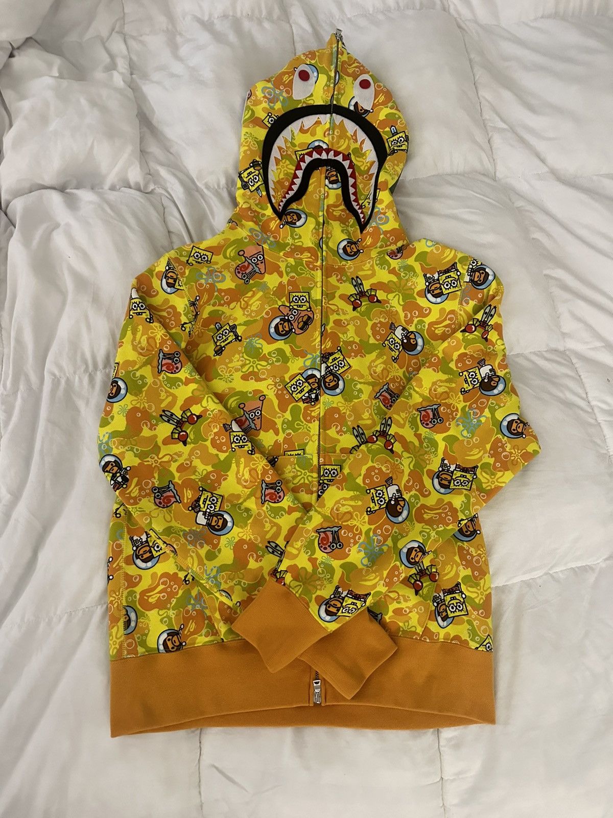 Bape Shark Hoodie Spongebob Yellow T-Shirts, Sweatshirt | PodTeesHub.com