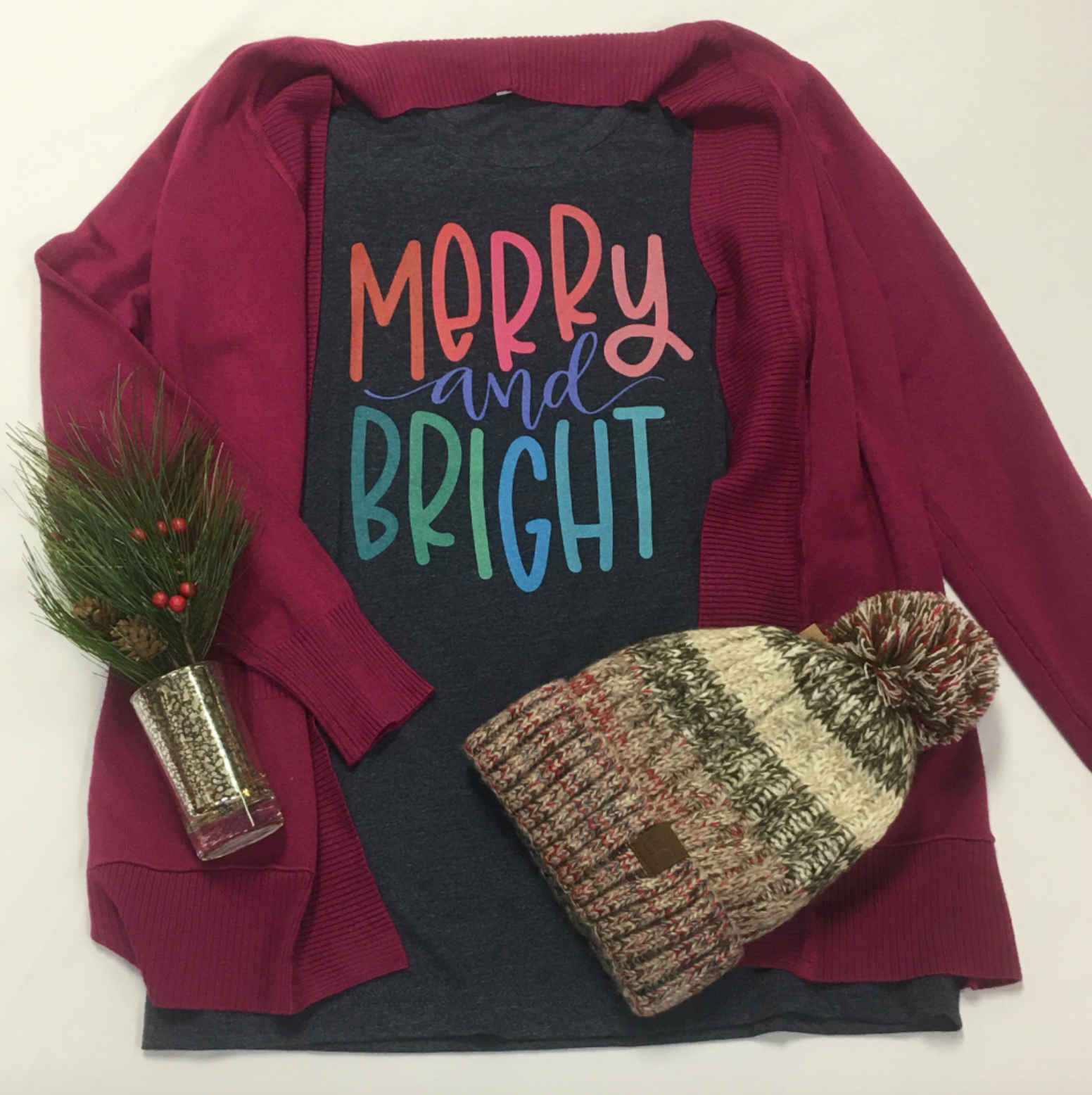 Merry and Bright Tee Hoodie, Sweatshirt | PodTeesHub.com