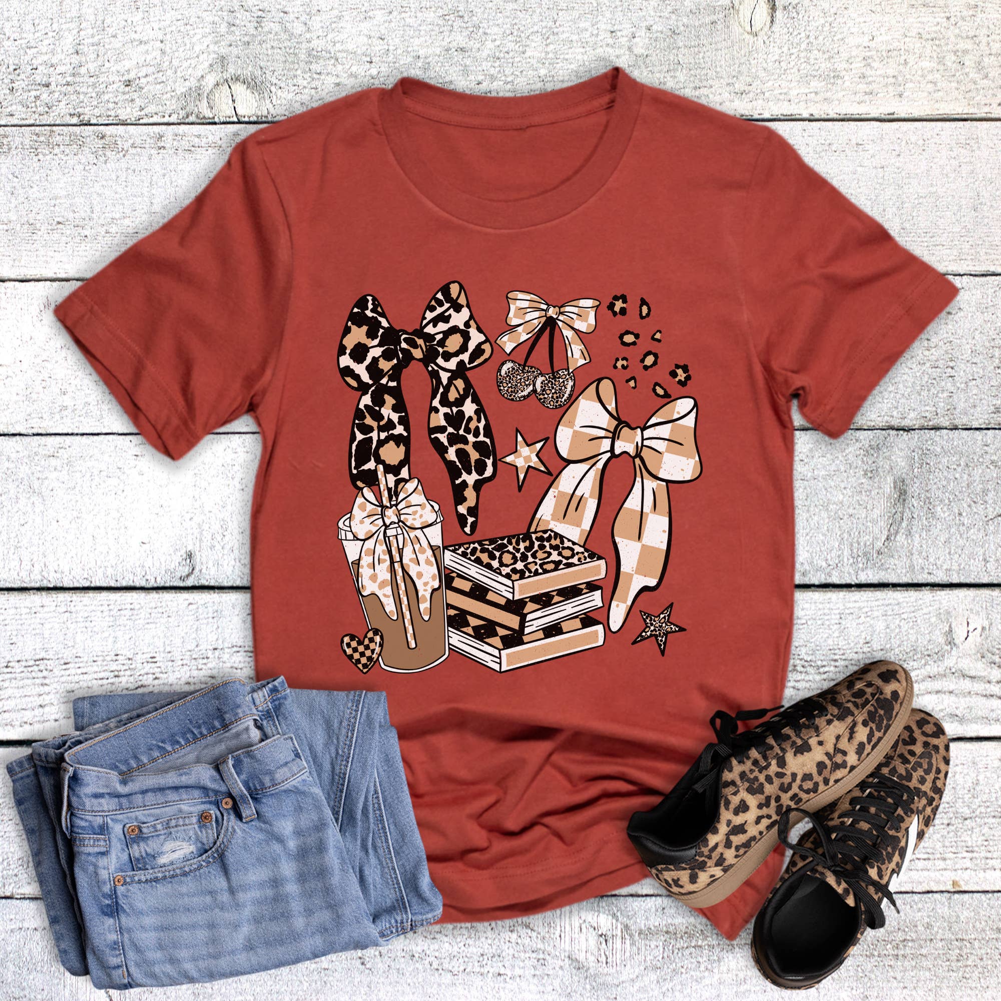 Coffee Bows Books Collage Graphic Tee Hoodie, Sweatshirt | PodTeesHub.com