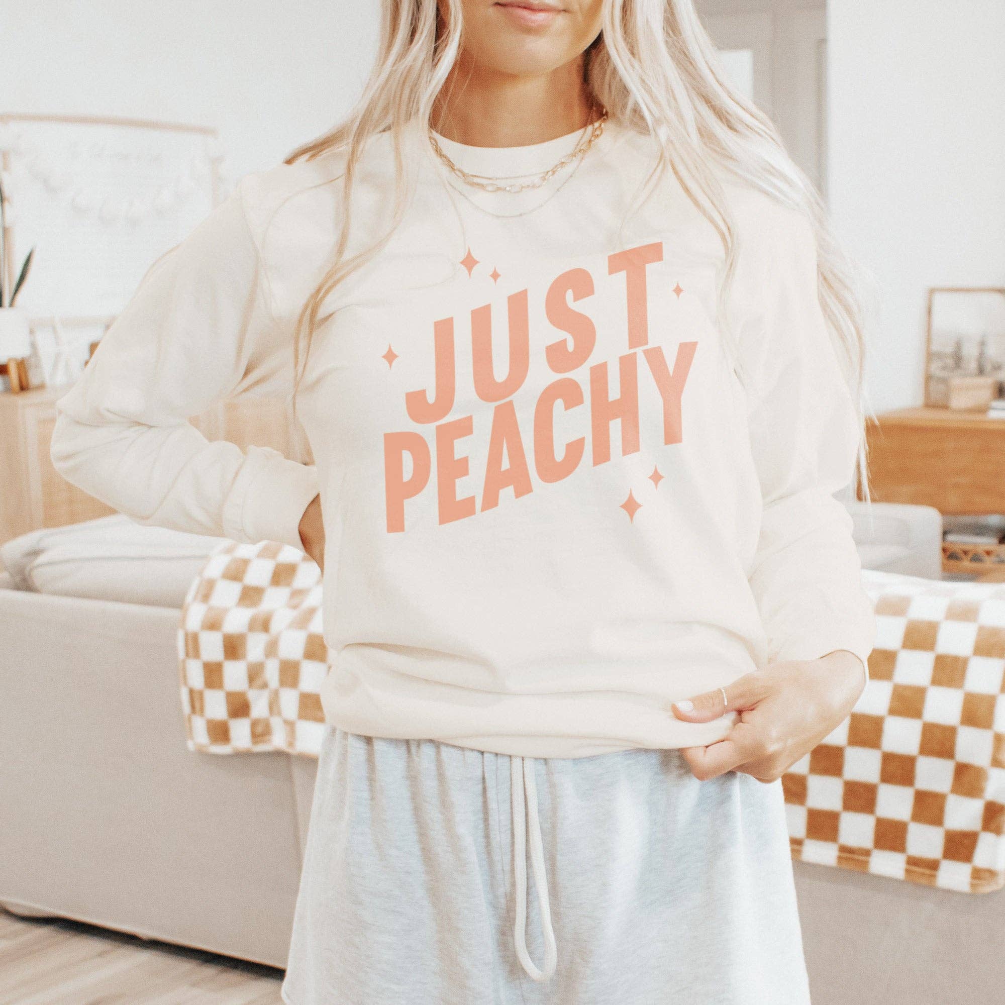 Just Peachy Long Sleeve Tee Hoodie, Sweatshirt | PodTeesHub.com