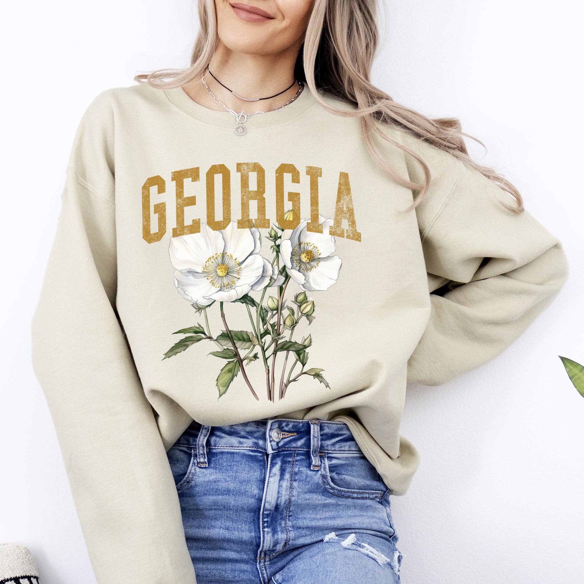 Georgia State Flower Sweatshirt T-Shirts, Hoodie | PodTeesHub.com