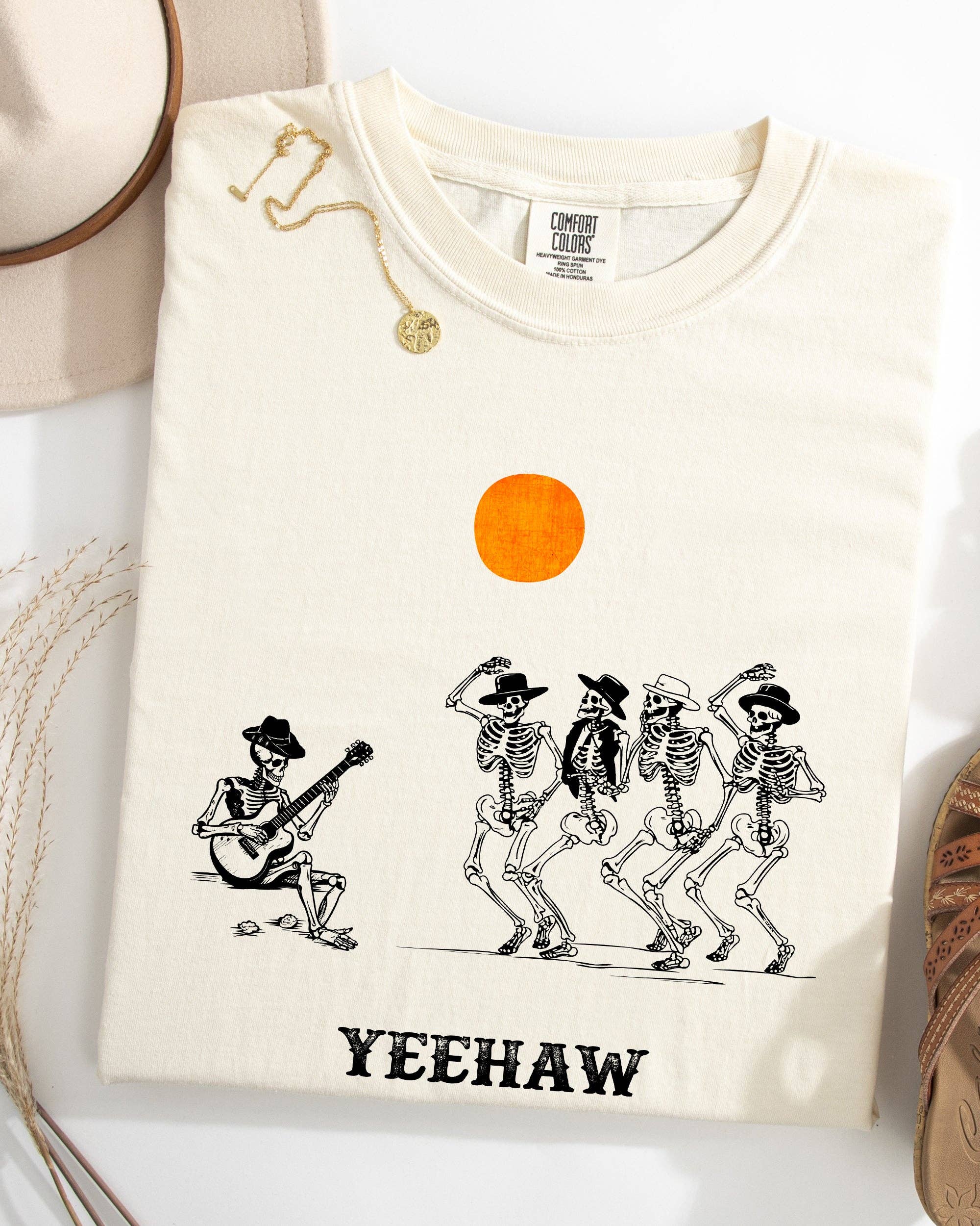 Yeehaw, Dancing Skeletons, Halloween, Western, Cowboys Shirt Hoodie, Sweatshirt | PodTeesHub.com