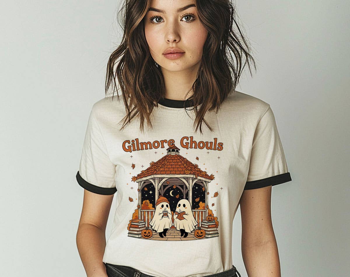 Gilmore Ghouls Cute Tv Show Halloween Ghost Ringer T-Shirt Hoodie, Sweatshirt | PodTeesHub.com
