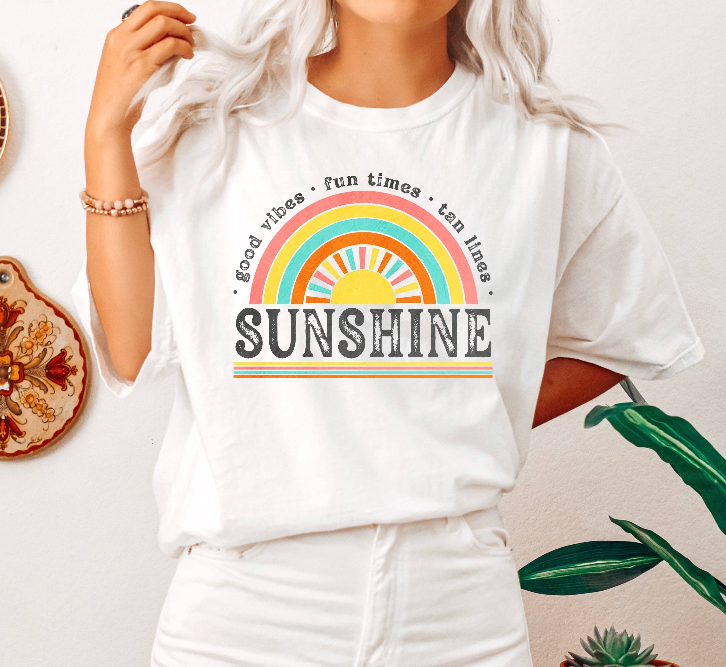 Good Vibes Sunshine Retro T-Shirt Hoodie, Sweatshirt | PodTeesHub.com