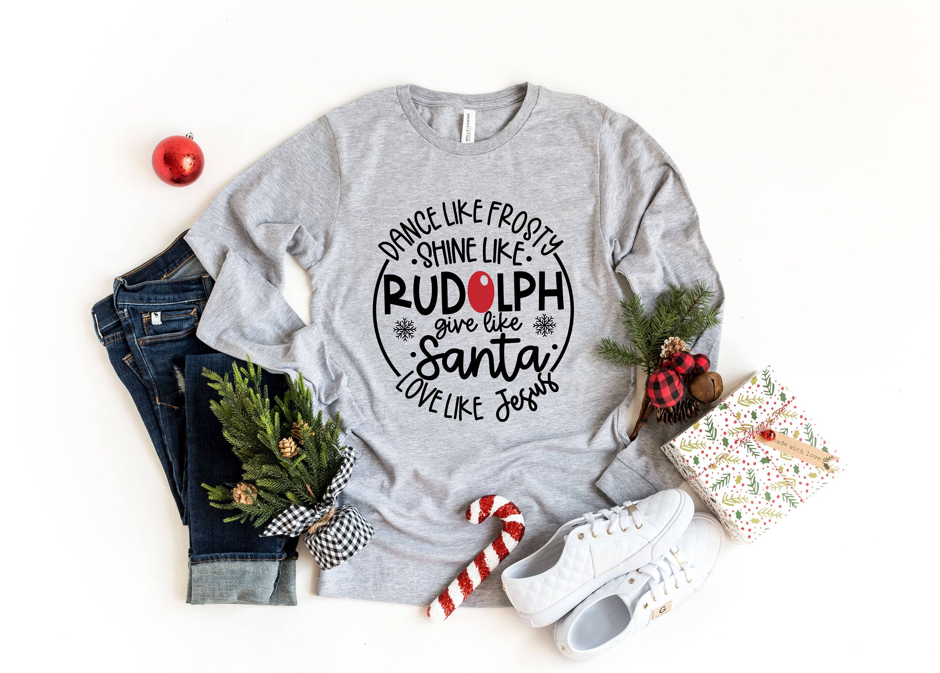 Dance Like Frosty, Shine Like Rudolph Christmas Sweatshirt T-Shirts, Hoodie | PodTeesHub.com