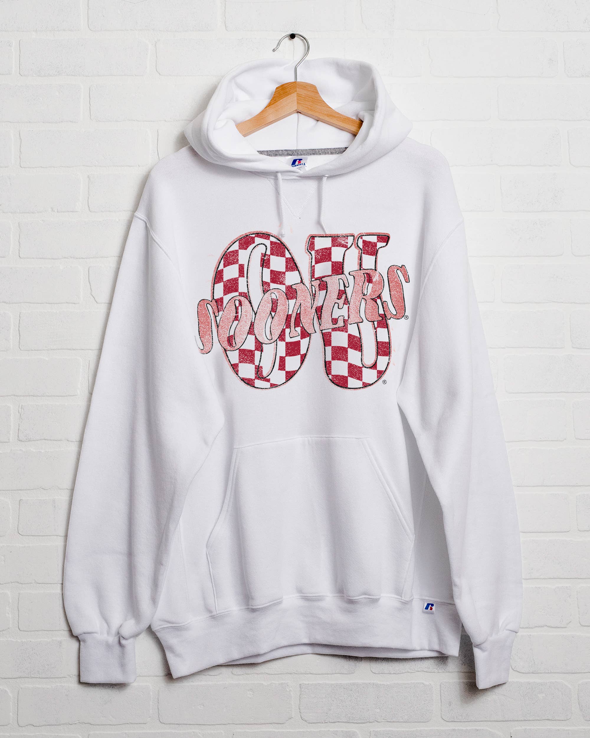 Ou Sooners Twisted Check White Russell Hoodie T-Shirts, Sweatshirt | PodTeesHub.com