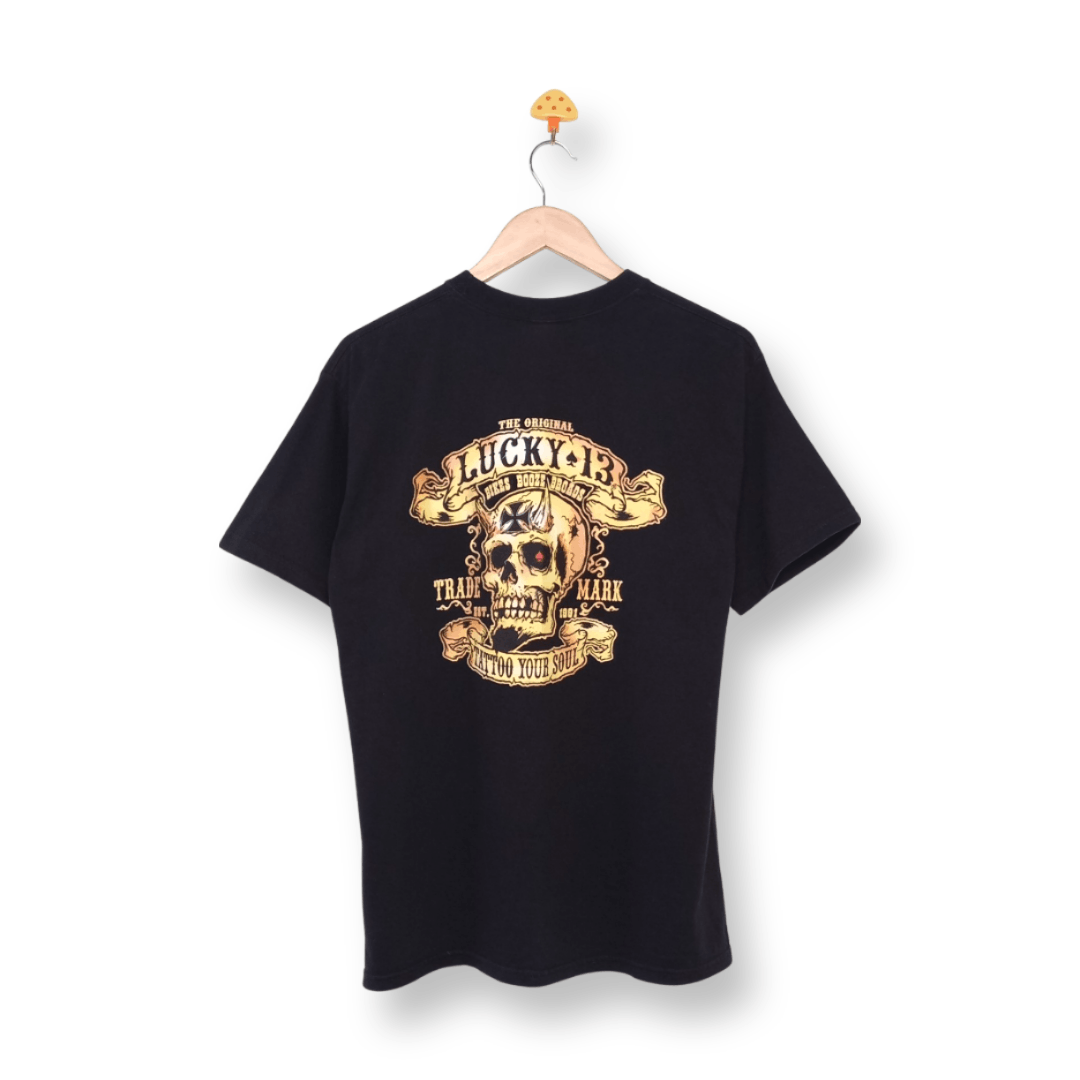 Vintage Lucky 13 Apparel Bikes Booze Broads Logo T Shirt Vintage 90s Hoodie, Sweatshirt | PodTeesHub.com