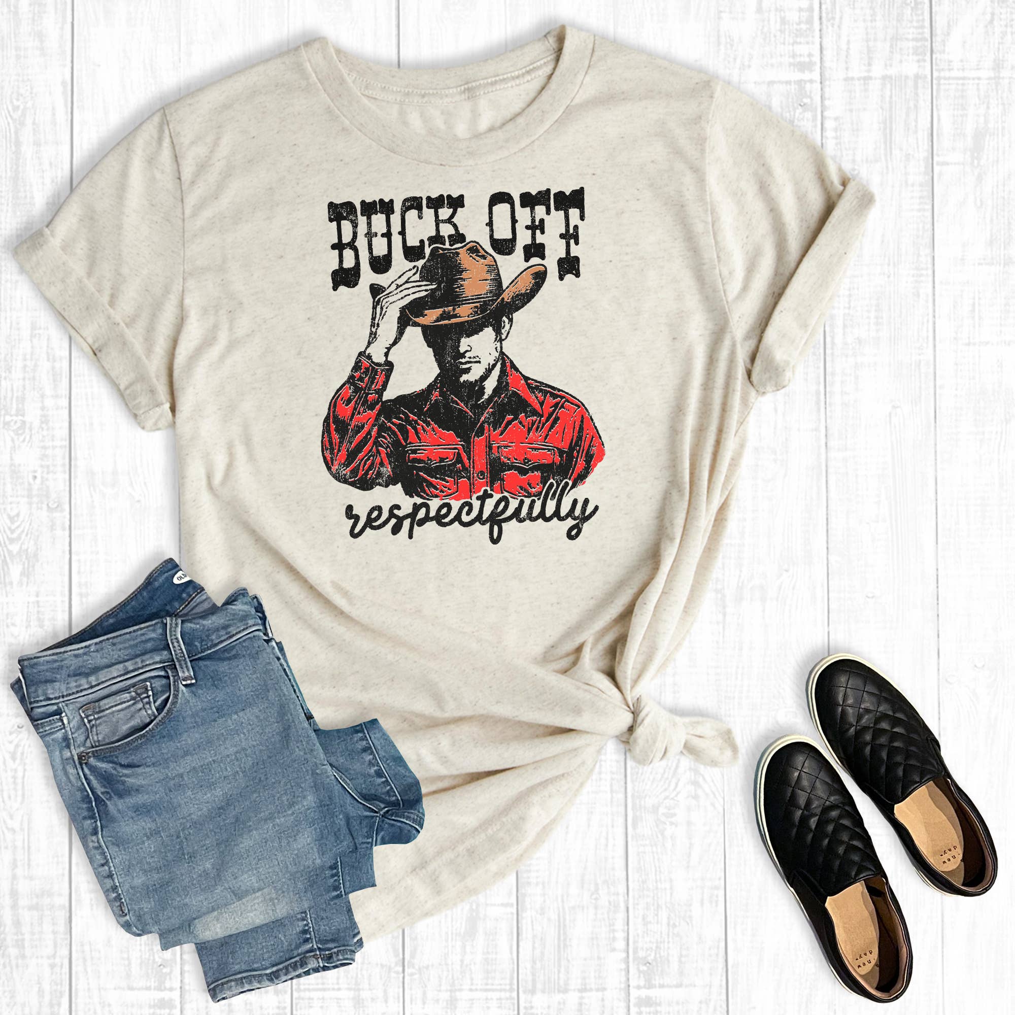 Western Buck Off Respectfully Graphic Tee Hoodie, Sweatshirt | PodTeesHub.com