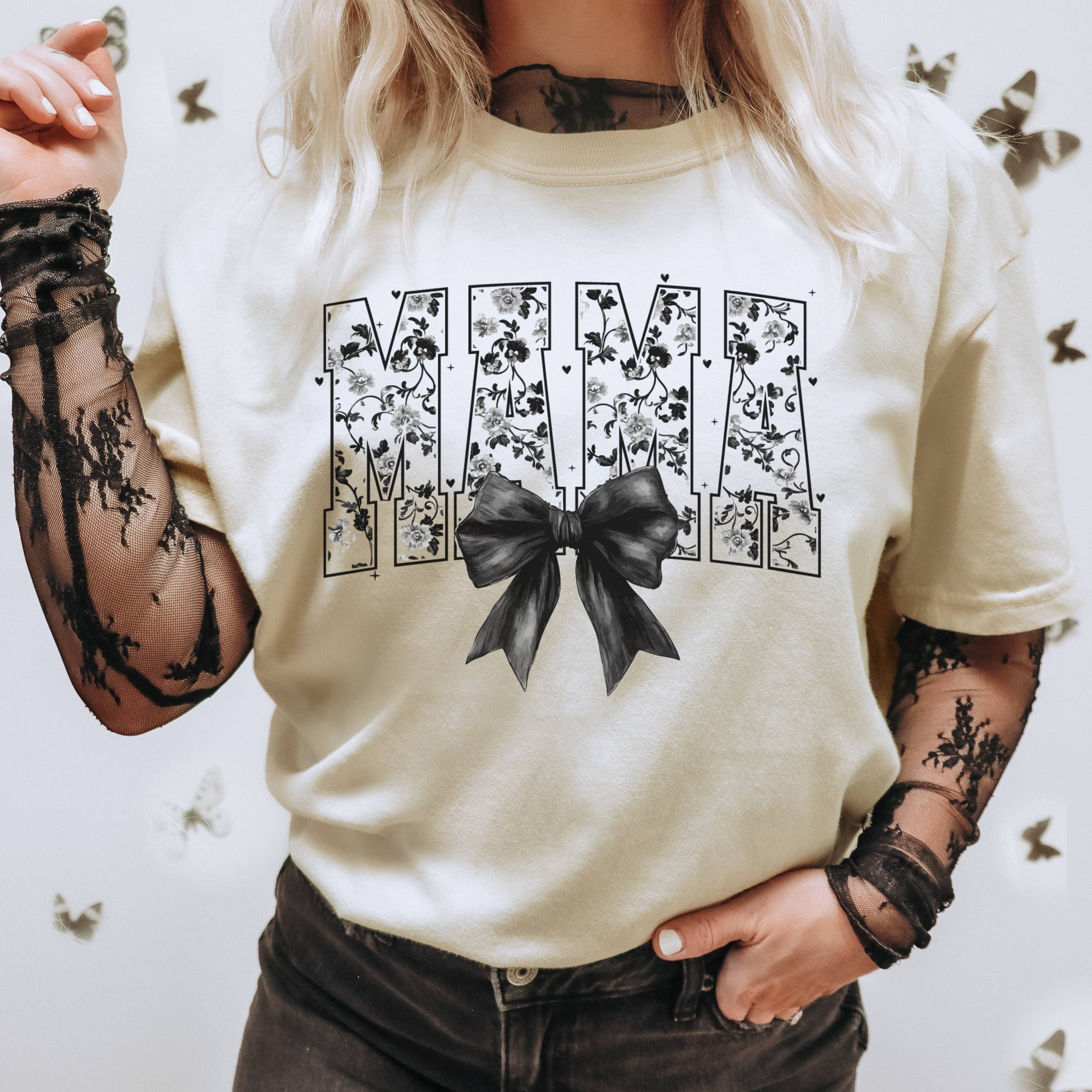 Mama Floral Toile Graphic Tee | Mama Tee Hoodie, Sweatshirt | PodTeesHub.com