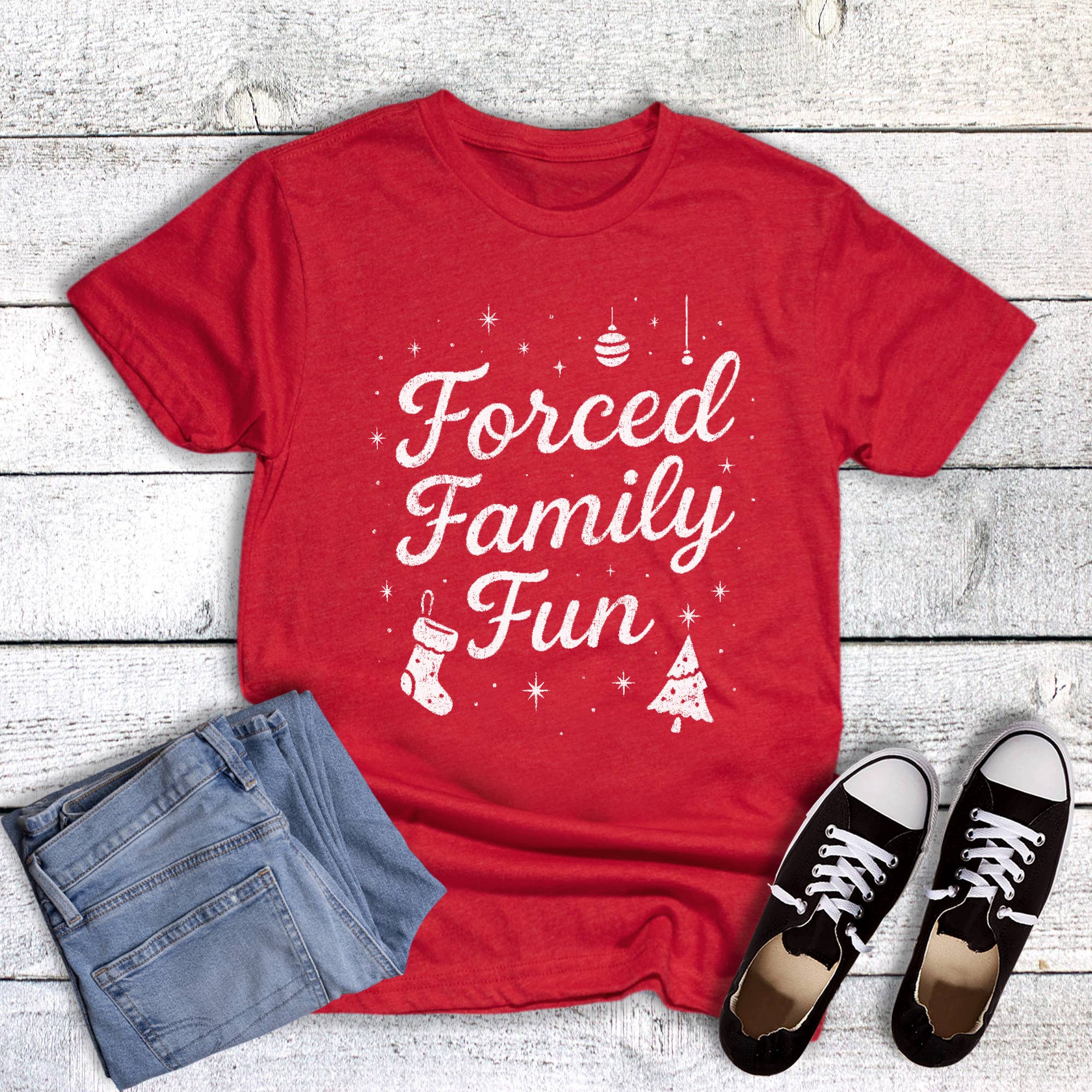 Christmas Forced Family Fun Graphic Tee Hoodie, Sweatshirt | PodTeesHub.com