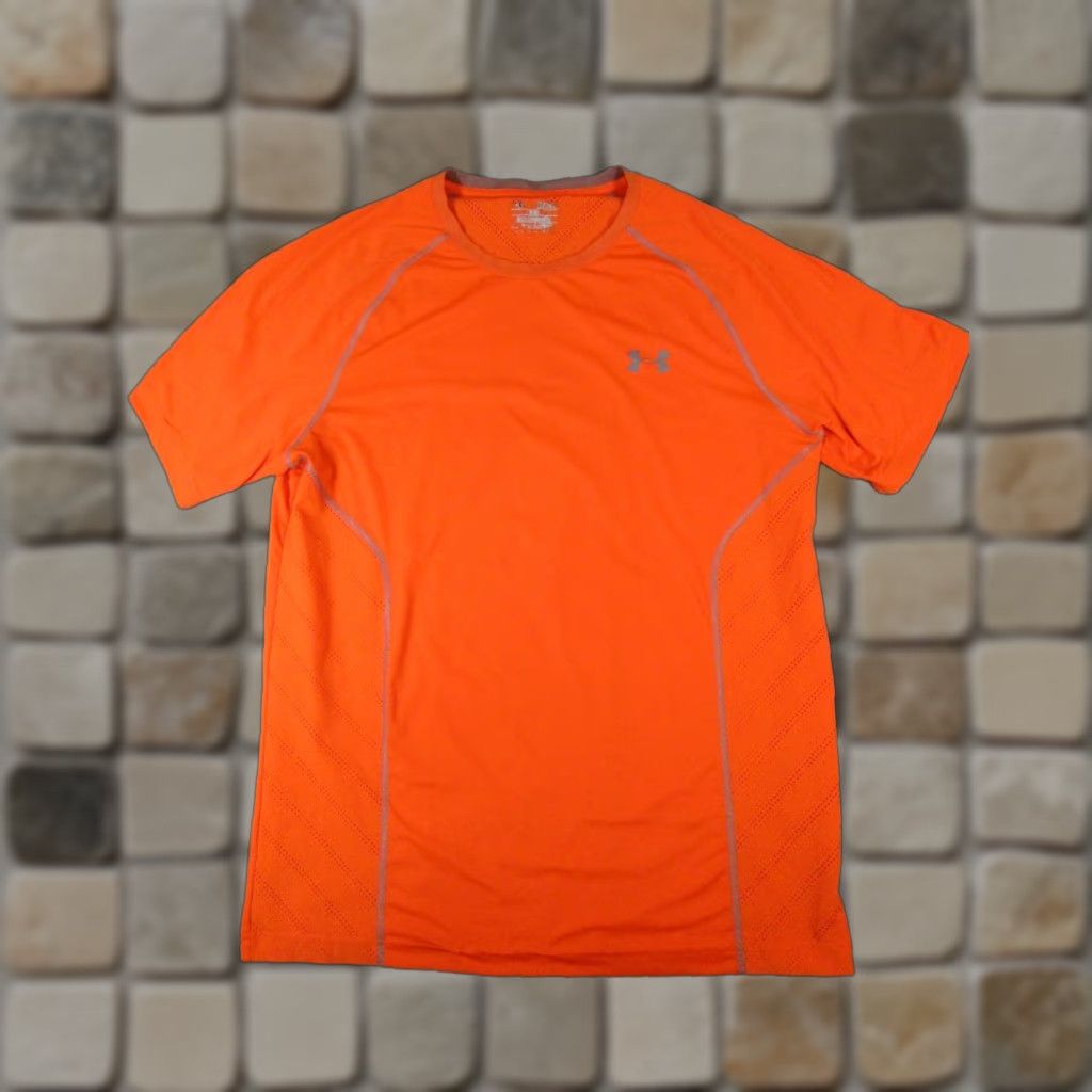 Armour Under Armour Shirt Mens Xl Orange Heatgear Running Pullover Activewear Sports T Shirt S Hoodie, Sweatshirt