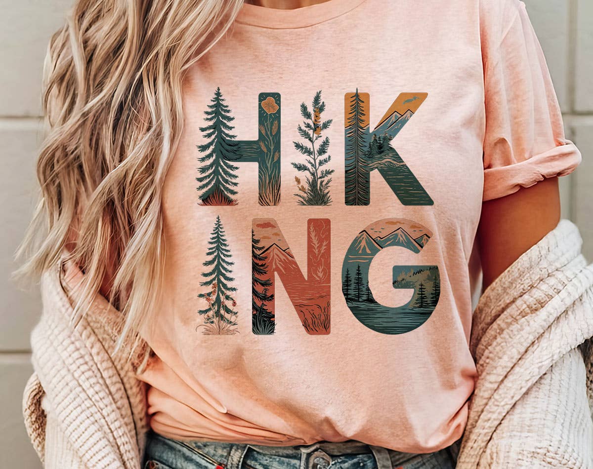 Hiking Tree Nature Drawing - Mountain Outdoors T-Shirt Hoodie, Sweatshirt | PodTeesHub.com