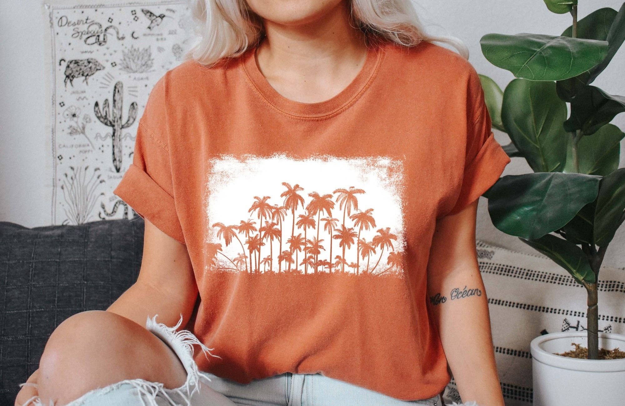 Vintage Nature Palm Trees Silhouette T-Shirt Hoodie, Sweatshirt | PodTeesHub.com