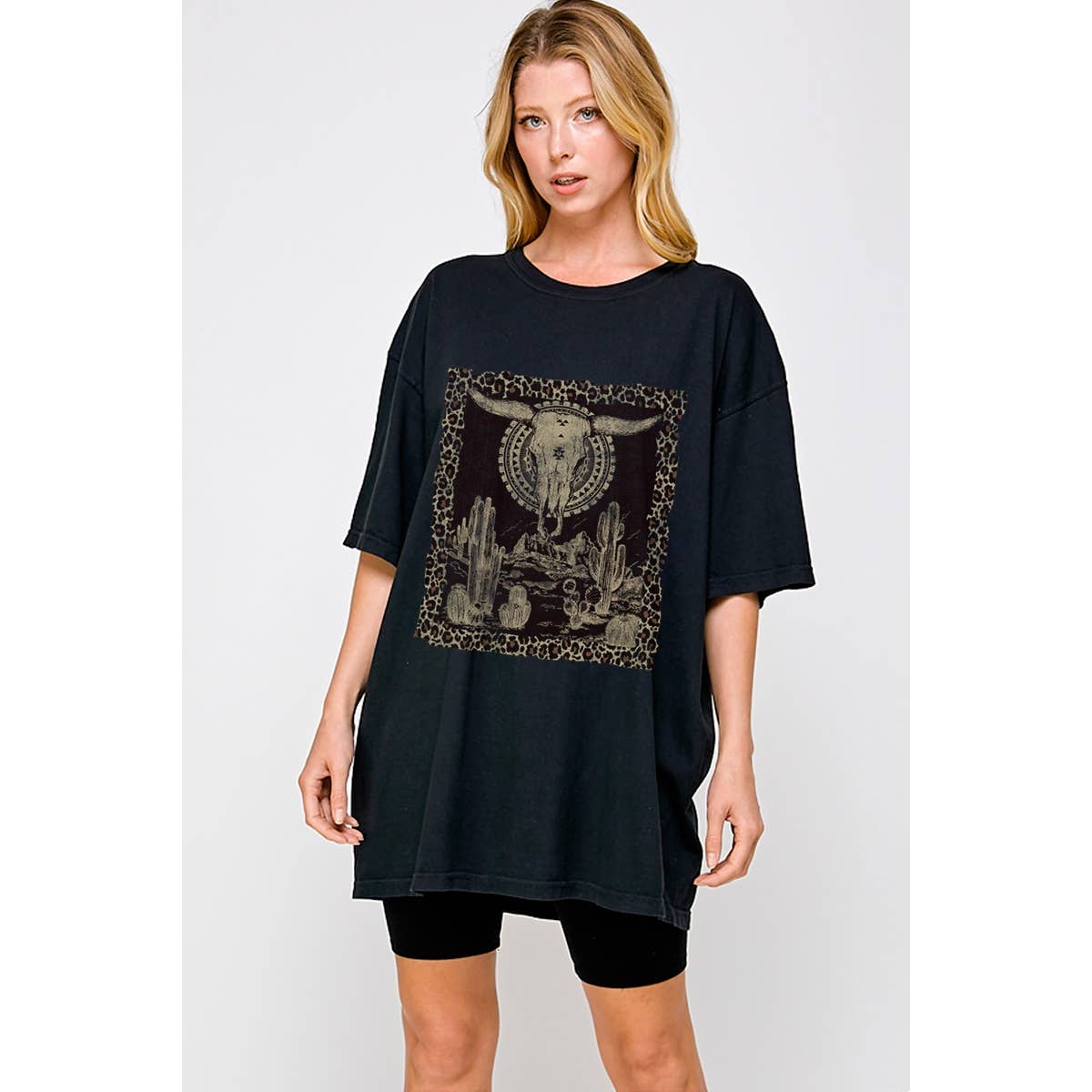 Desert Skull Vintage Graphic Oversized Tee Hoodie, Sweatshirt | PodTeesHub.com