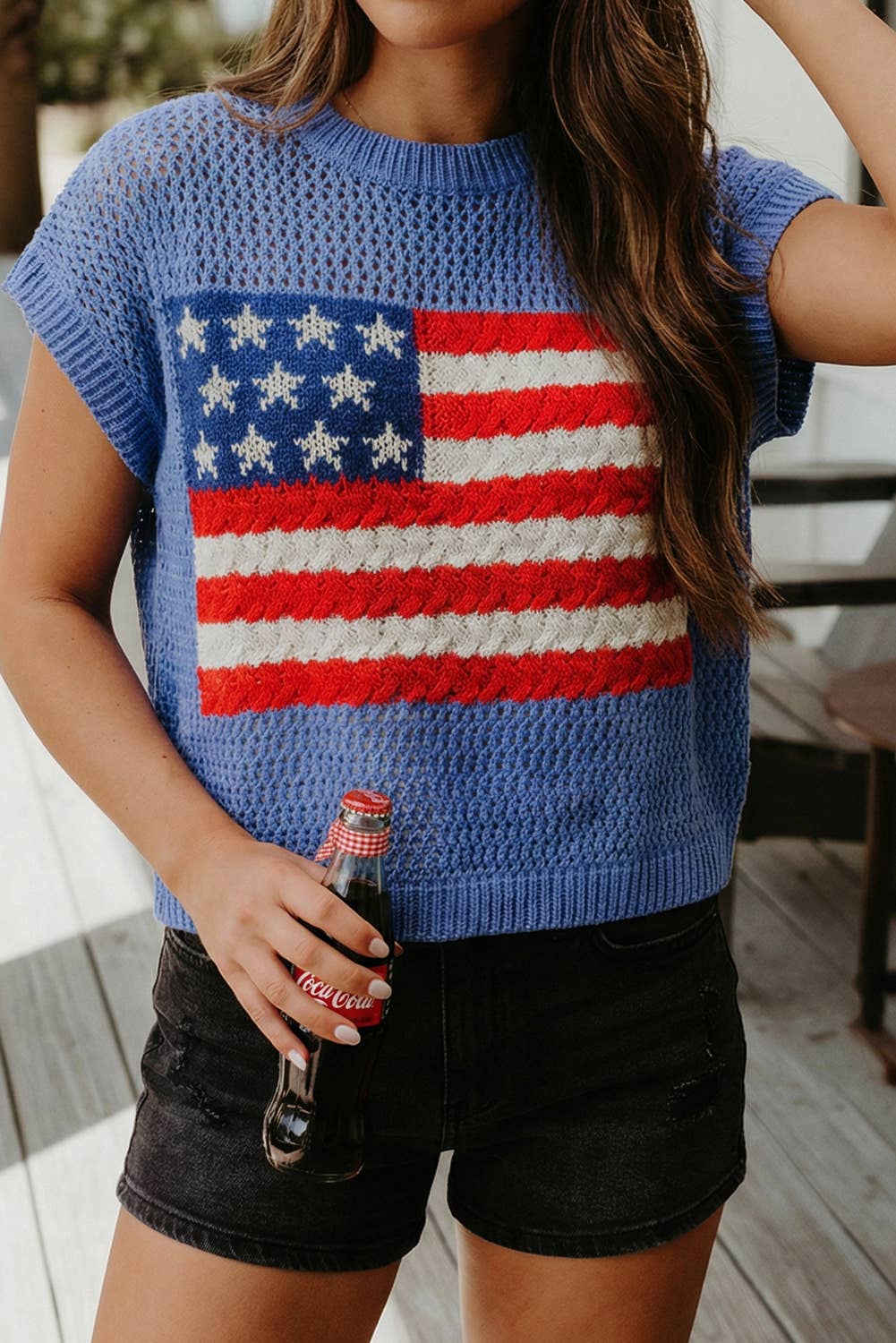 Flag Graphic Short Sleeve Sweater Top (S-Xl) T-Shirts, Hoodie, Sweatshirt | PodTeesHub.com