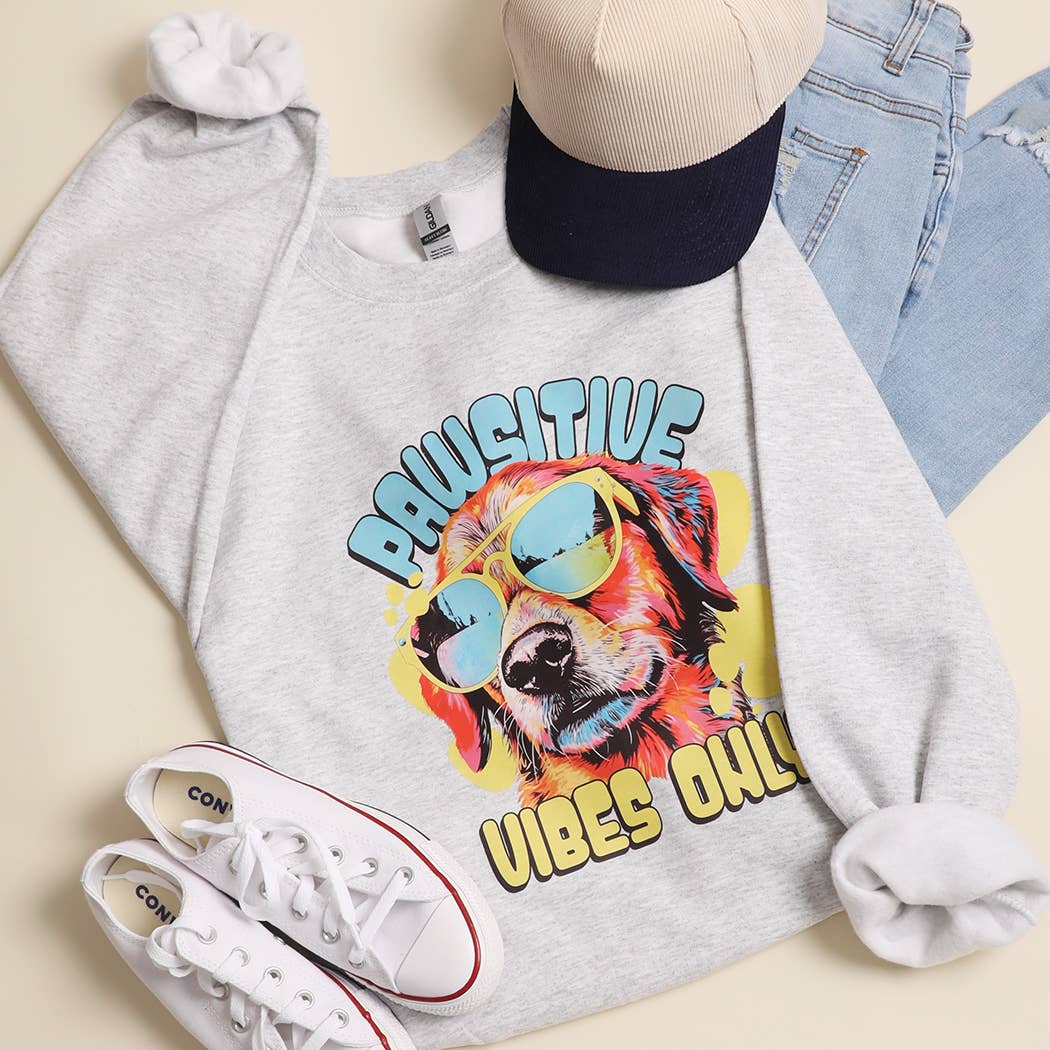 Pawsitive Vibes Only Heavyweight Fleece Sweatshirt T-Shirts, Hoodie | PodTeesHub.com