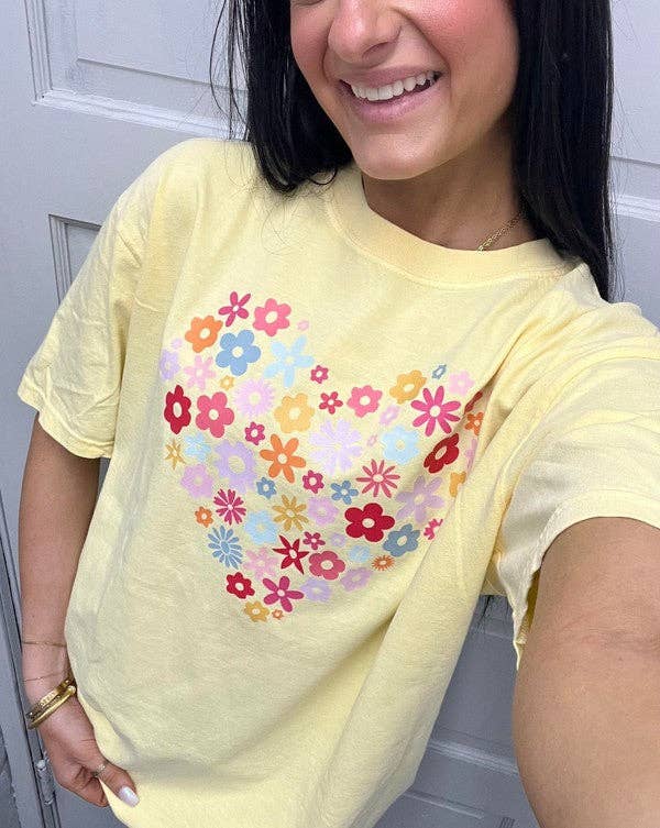 Floral Multi Colored Heart Tee Hoodie, Sweatshirt | PodTeesHub.com