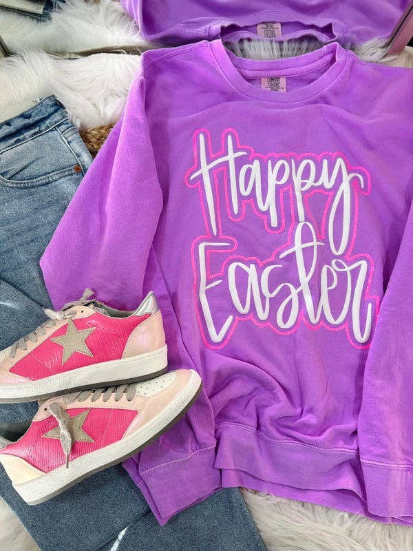 Happy Easter Double Puff/Glitter Sweatshirt T-Shirts, Hoodie | PodTeesHub.com