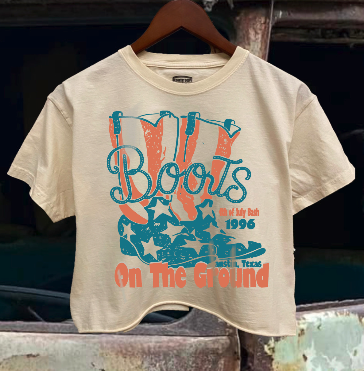 Boots On the Ground 4th of July Austin Bash Relaxed Crop Tee Hoodie, Sweatshirt | PodTeesHub.com
