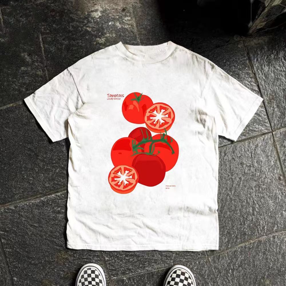 Vintage Tomato Print Loose Casual Retro Cotton T-Shirts, Hoodie, Sweatshirt