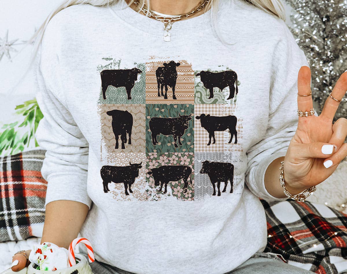 Cow Boho Retro - Country Western Sweatshirt T-Shirts, Hoodie | PodTeesHub.com