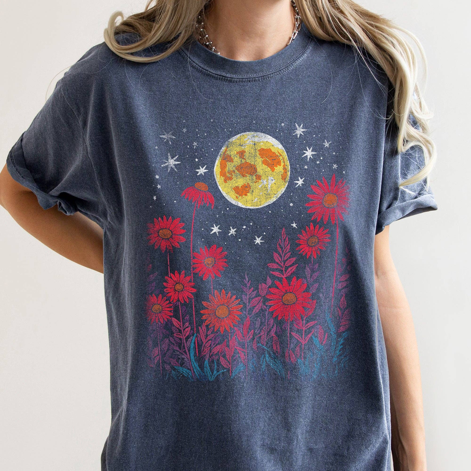 Bohemian Garden Moon T-Shirt Hoodie, Sweatshirt | PodTeesHub.com
