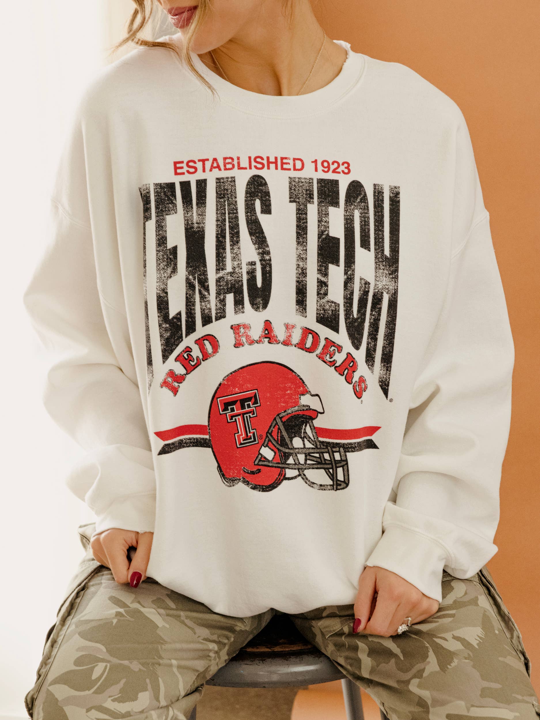 Texas Tech Red Raiders Est. Helmet Thrifted Sweatshirt T-Shirts, Hoodie | PodTeesHub.com