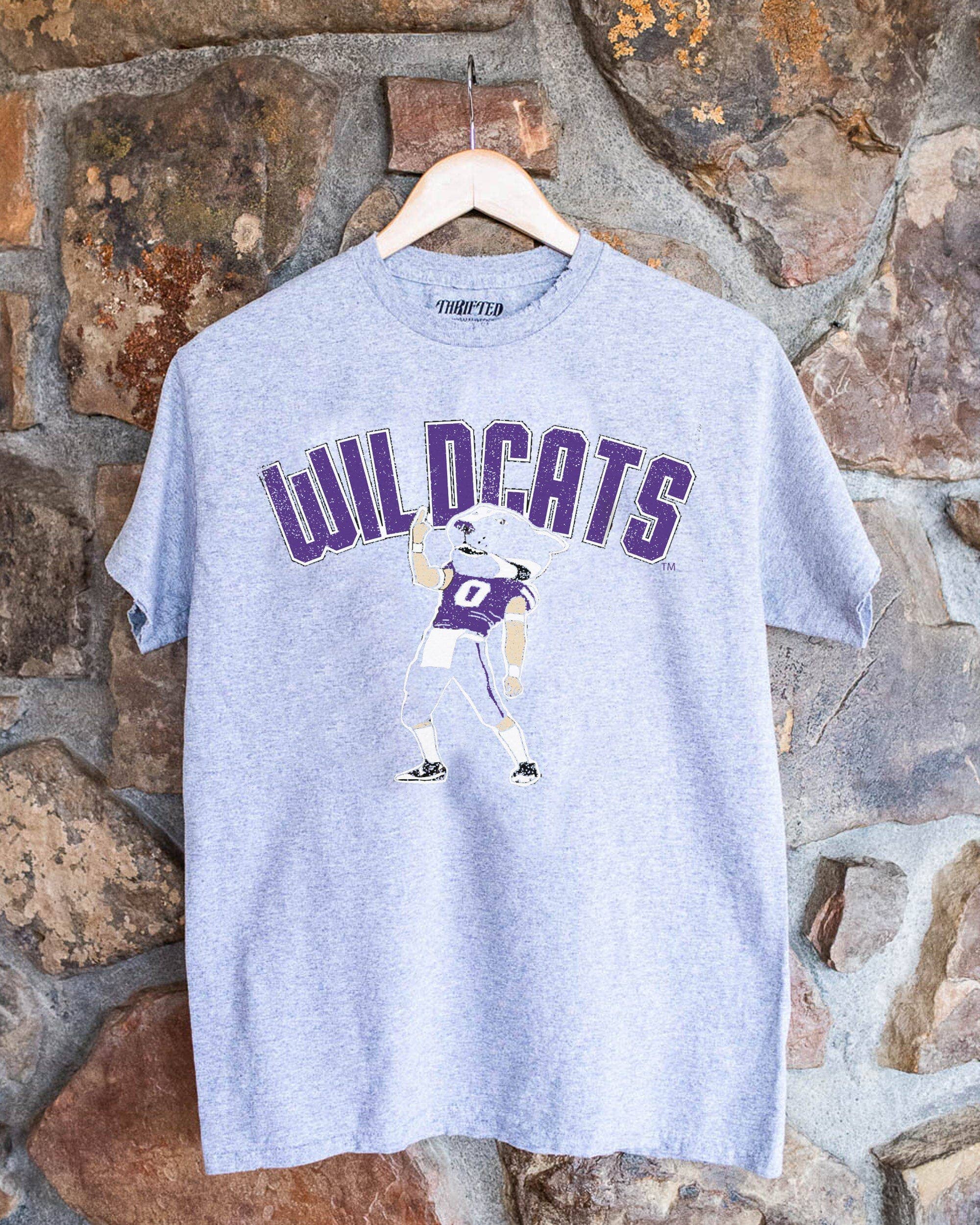 Kansas State Wildcats Cartoon Mascot Puff Gray Thrifted Tee Hoodie, Sweatshirt | PodTeesHub.com