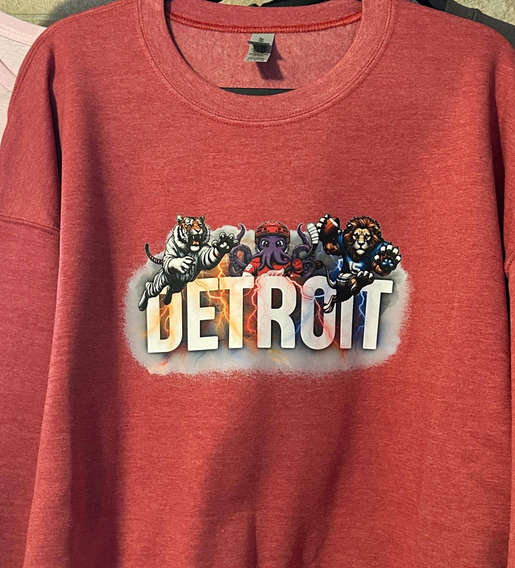 Detroit Sports Fan Crew Neck Sweatshirt T-Shirts, Hoodie | PodTeesHub.com