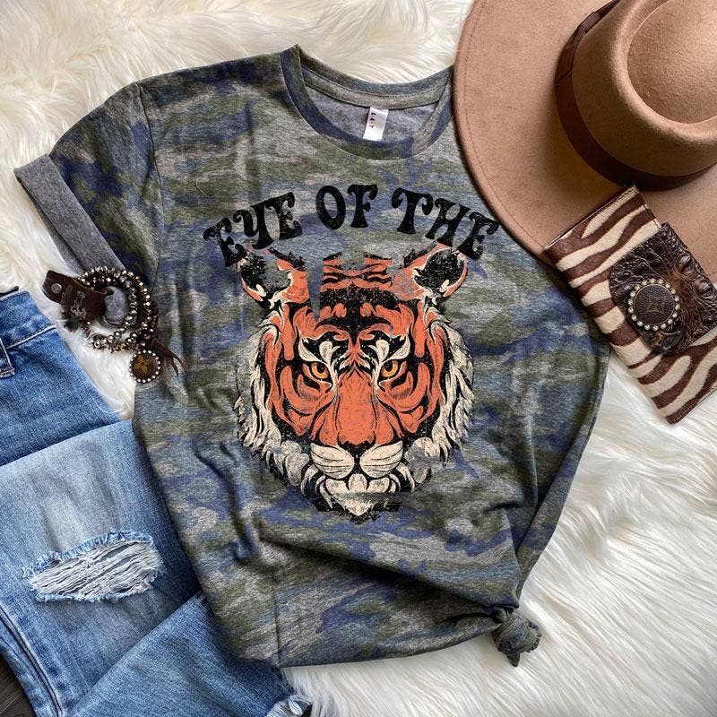 Eye of the Tiger Camo Tee Hoodie, Sweatshirt | PodTeesHub.com