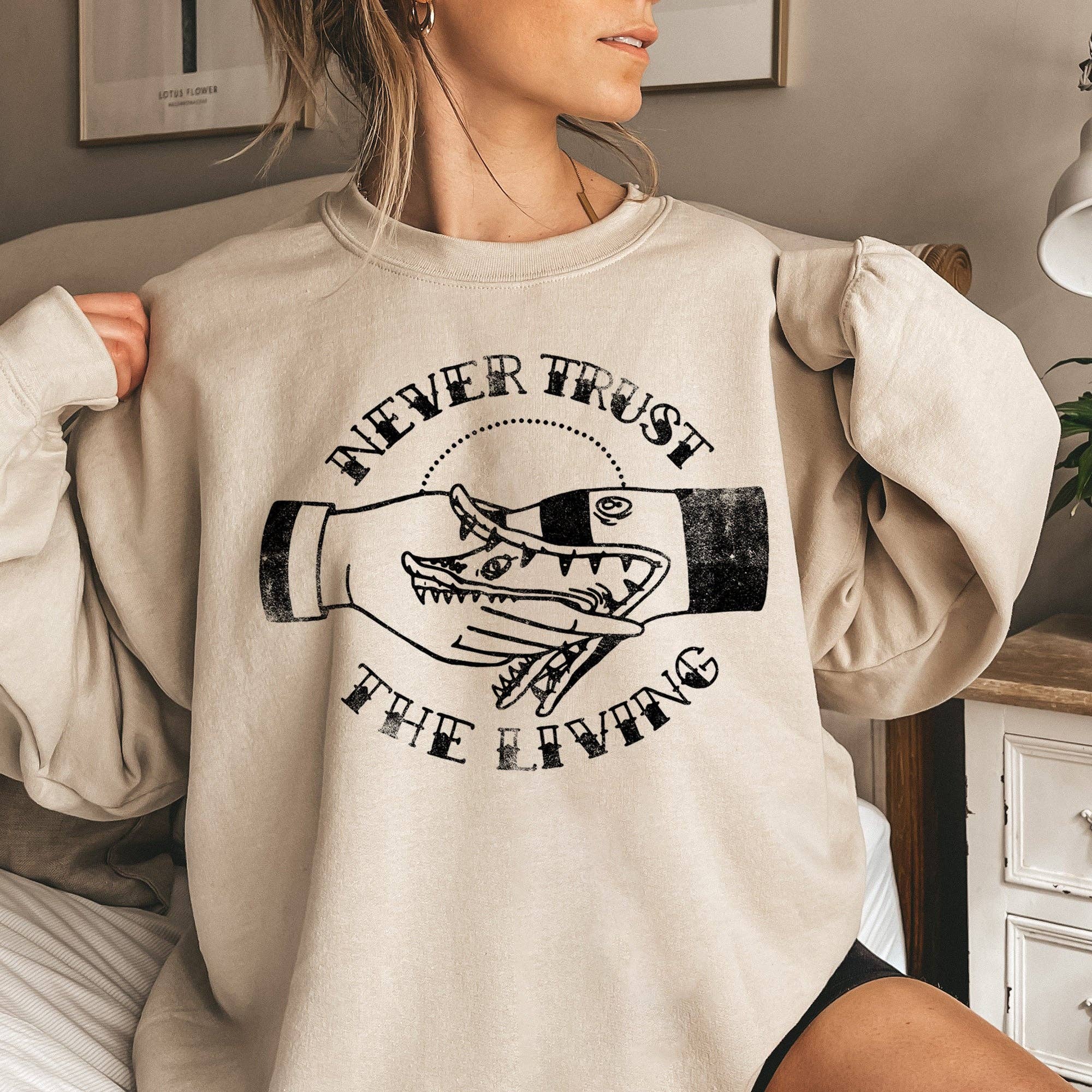 Never Trust Vintage Halloween Sweatshirt T-Shirts, Hoodie | PodTeesHub.com