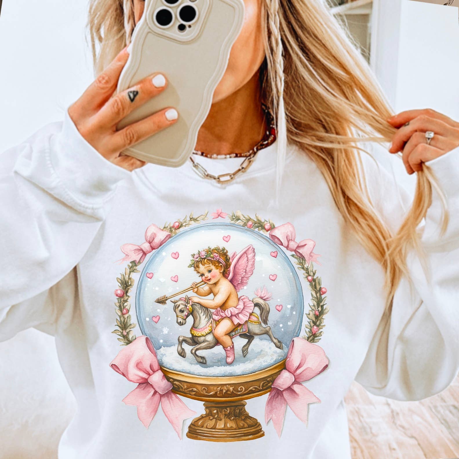 Valentine's Day Cupid Coquette Sweatshirt T-Shirts, Hoodie | PodTeesHub.com