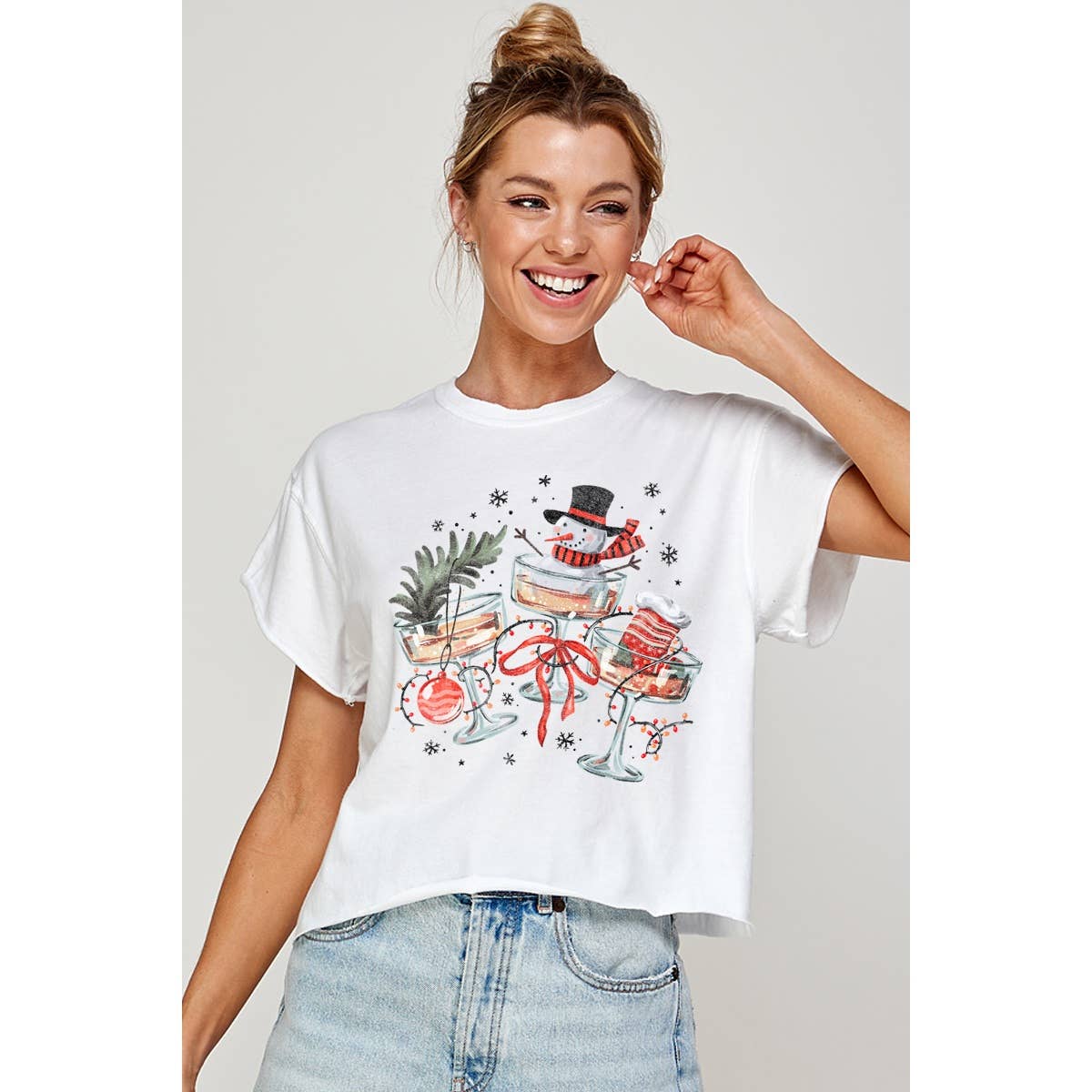 Funny Christmas Cocktails Vintage Graphic Crop Tee Hoodie, Sweatshirt | PodTeesHub.com