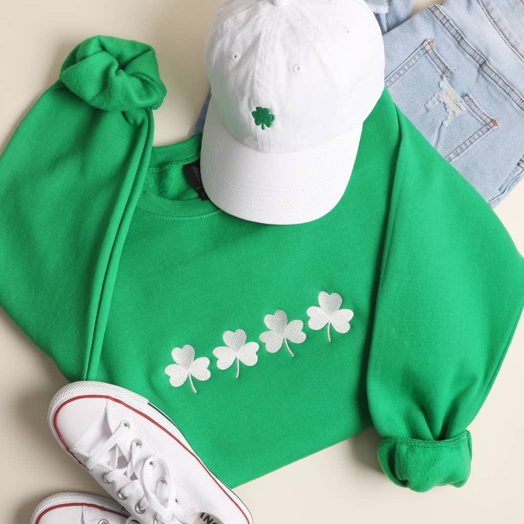 Four Clovers Embroidered Heavyweight Sweatshirt T-Shirts, Hoodie | PodTeesHub.com